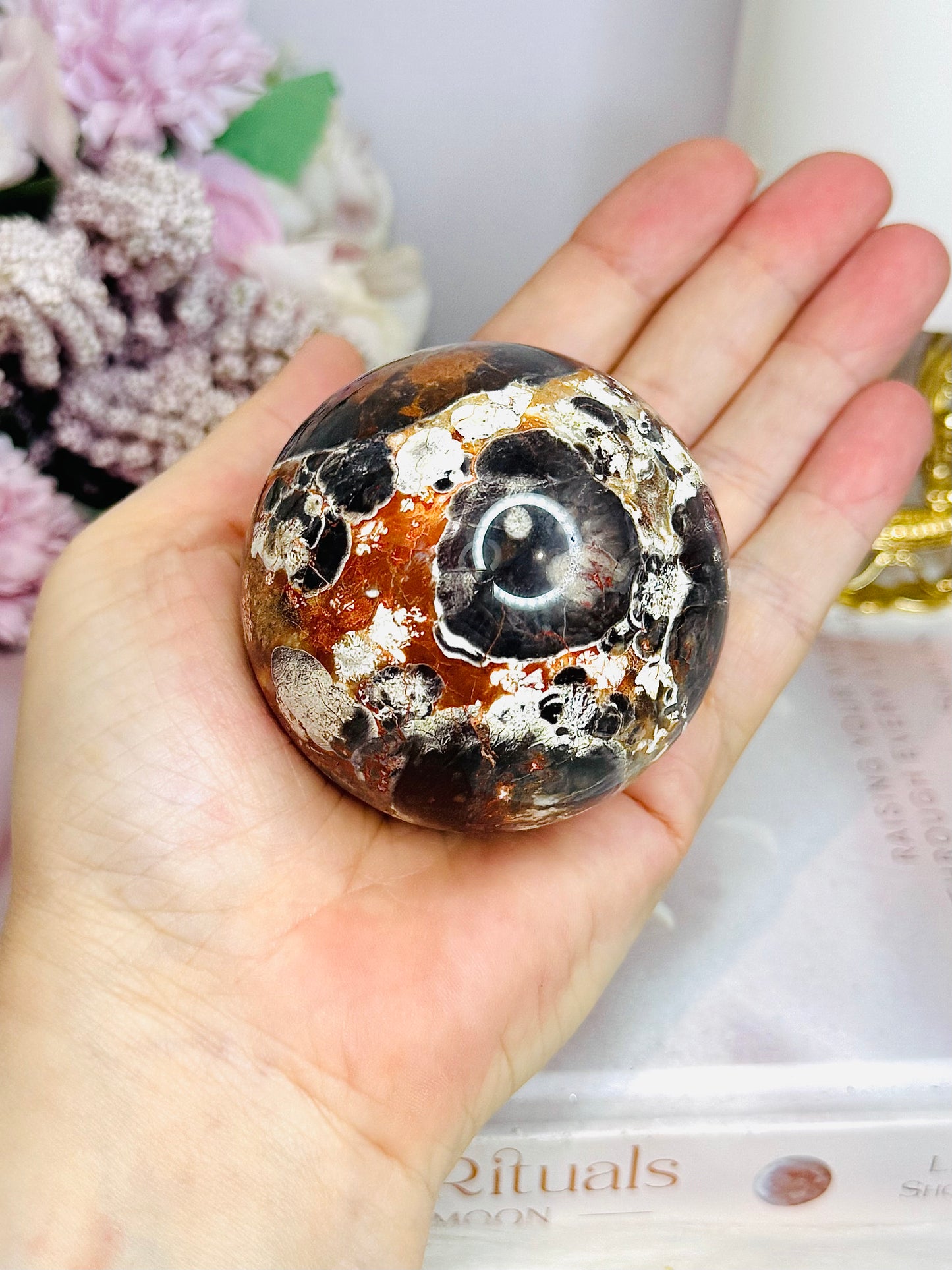 Large Money Agate Sphere On Stand 304g