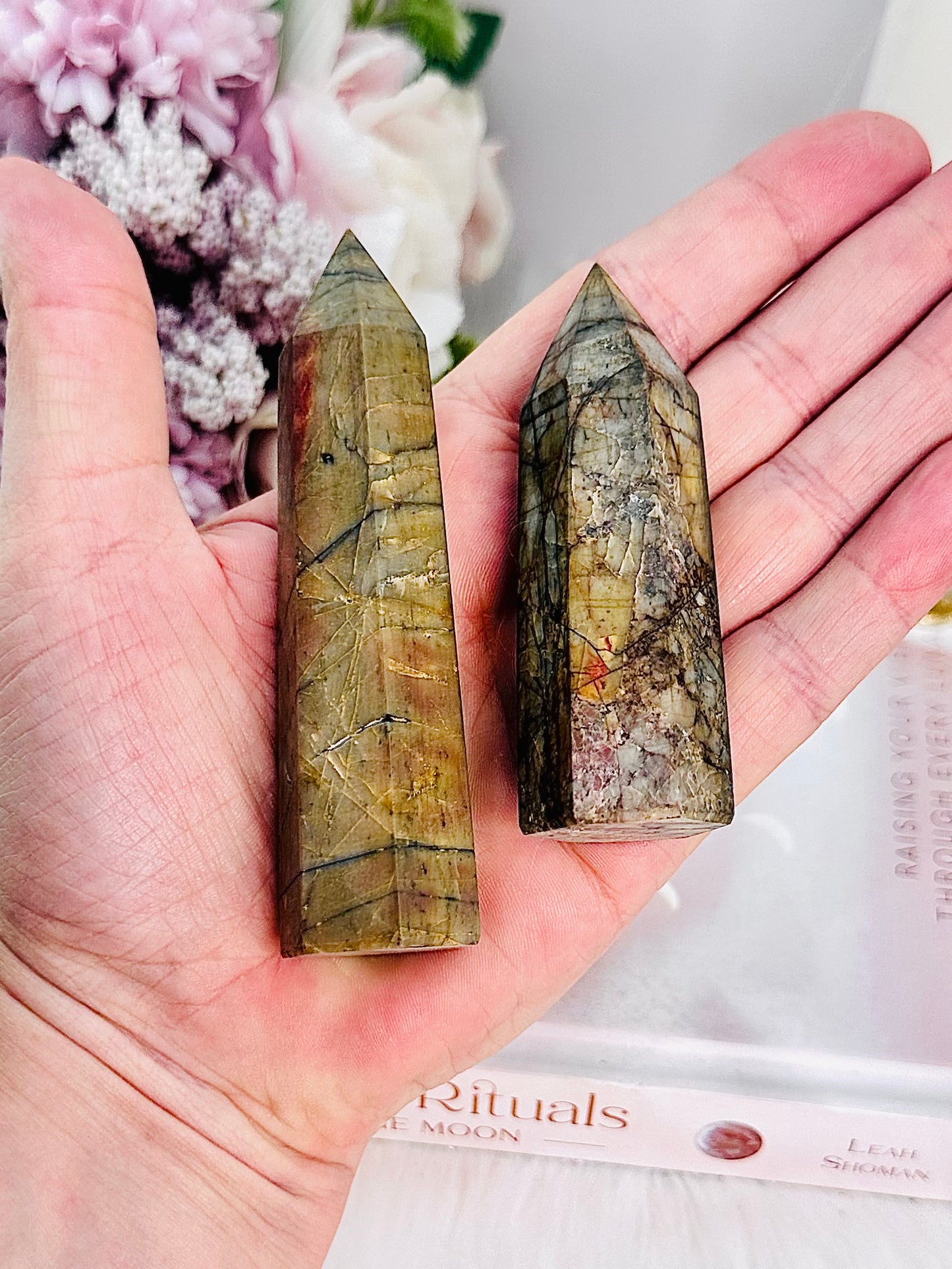 Lovely Set of 2 Cherry Creek Jasper Towers 10cm & 8cm