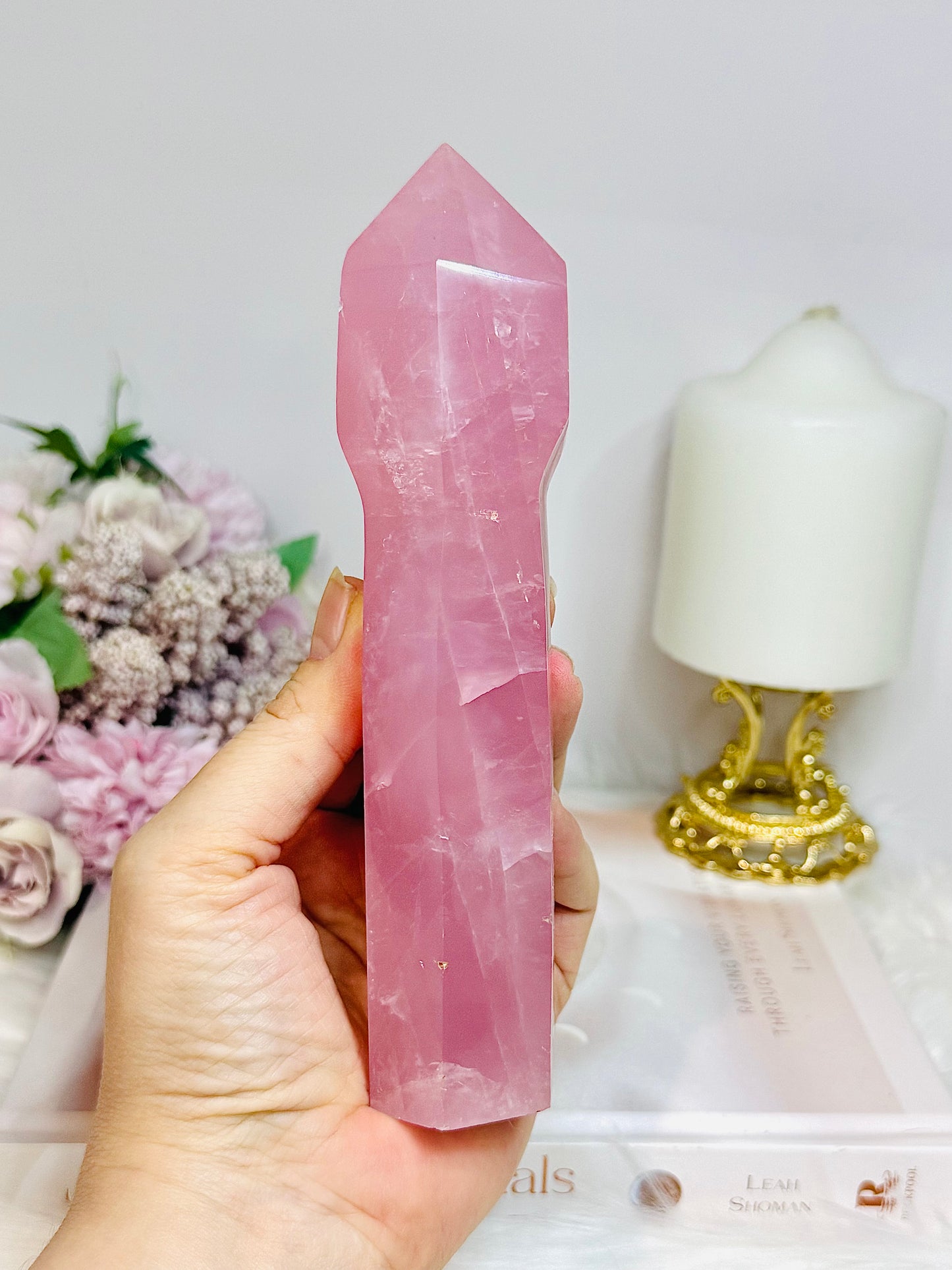 Large High Grade Dark Pink Rose Quartz Sceptre | Tower 17.5cm