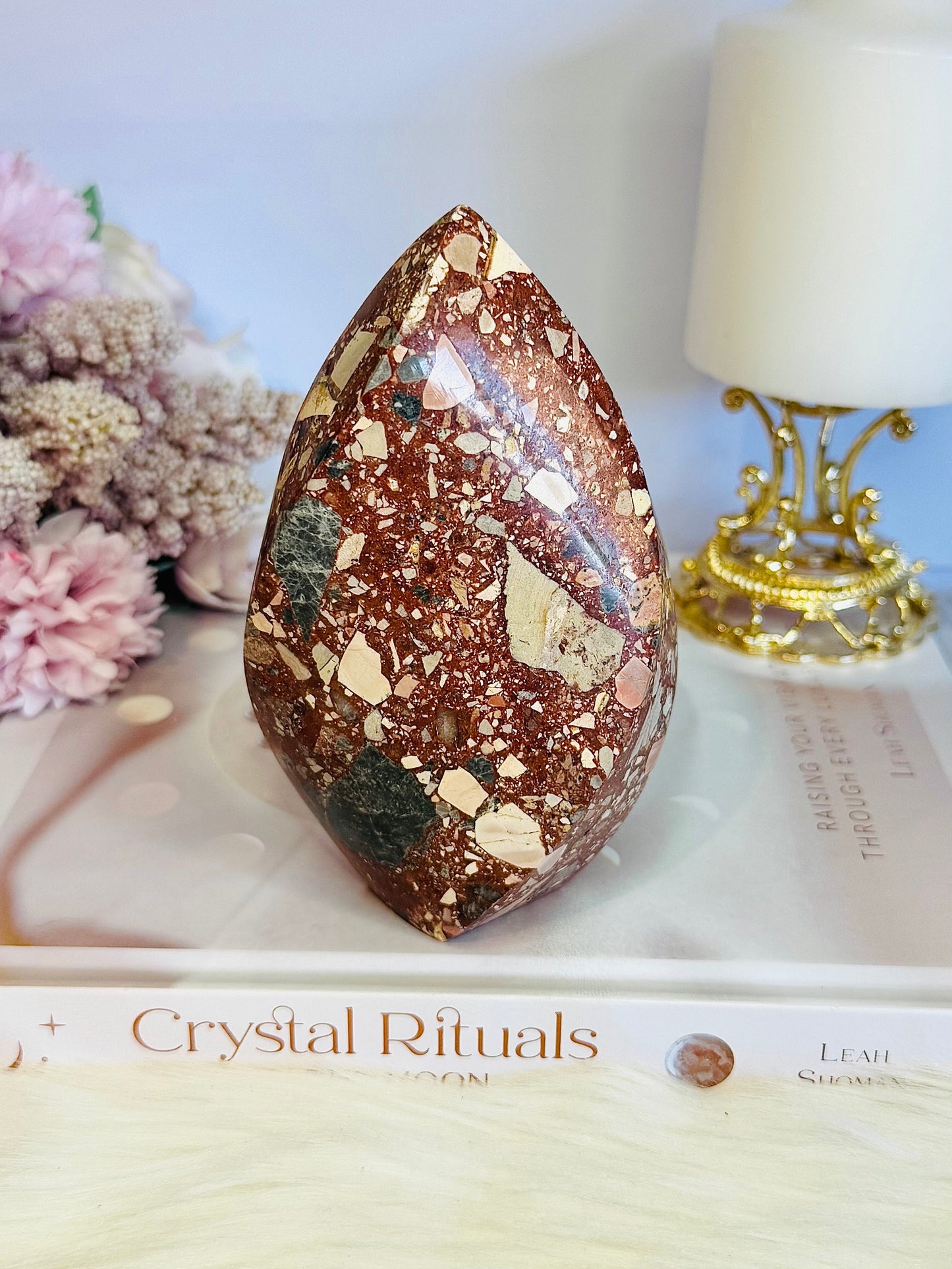 Natural Brecciated Jasper Carved Flame | Freeform From Brazil 521grams 13cm