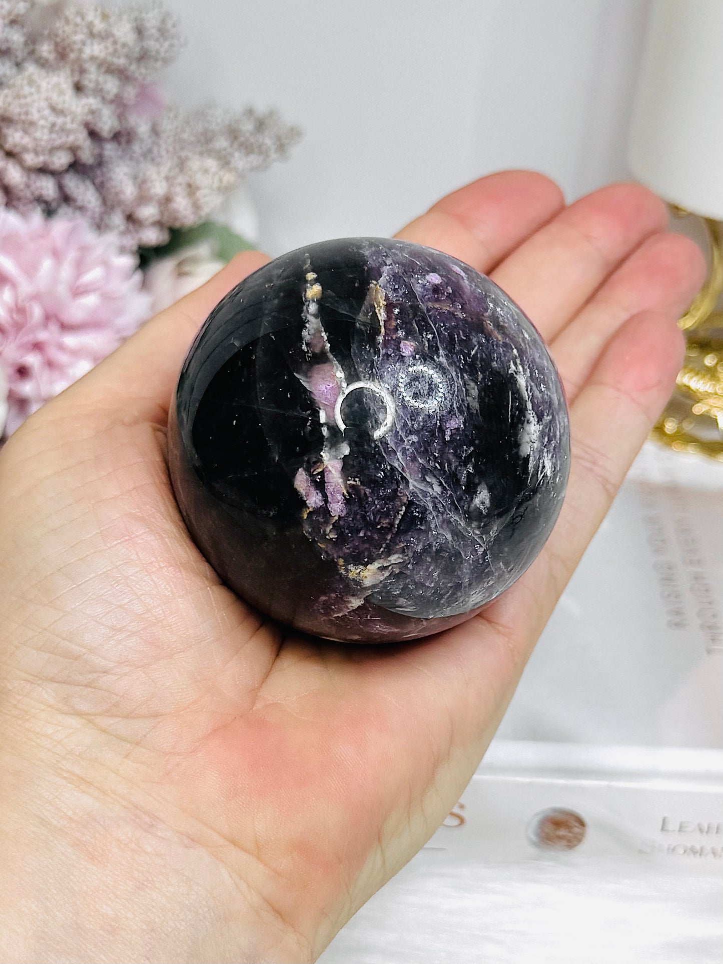 Large Pink Purple Tourmaline Sphere on Stand 328g