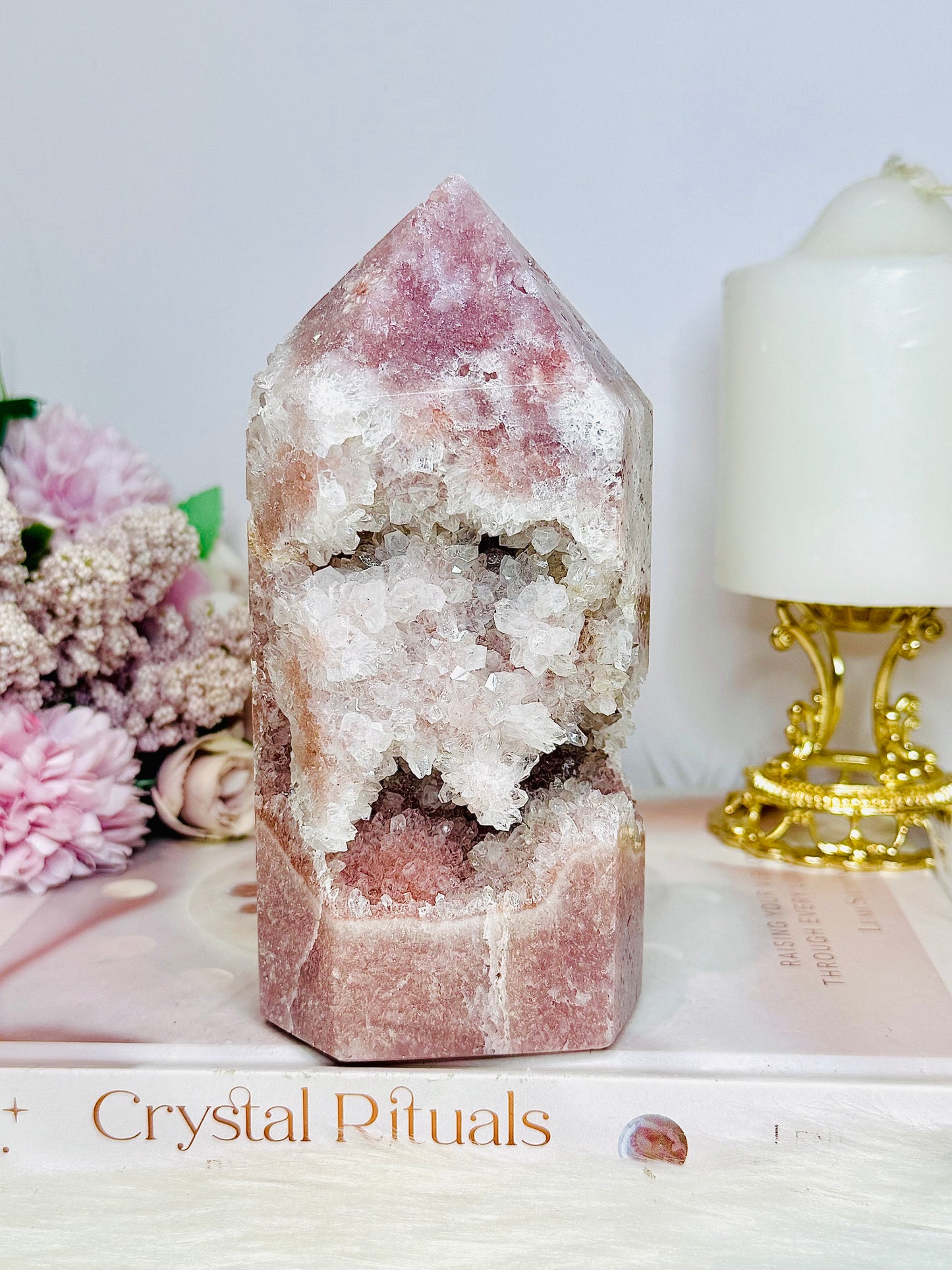 High Grade Druzy Pink Amethyst Tower 15cm 695g