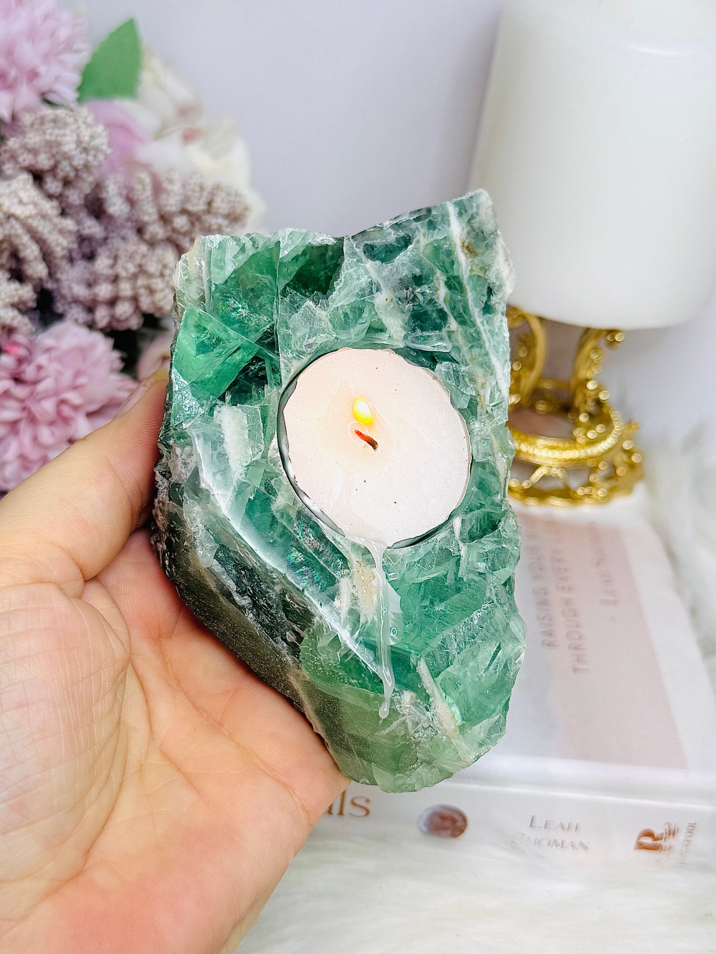 Chunky Green Fluorite Candle Holder 564g