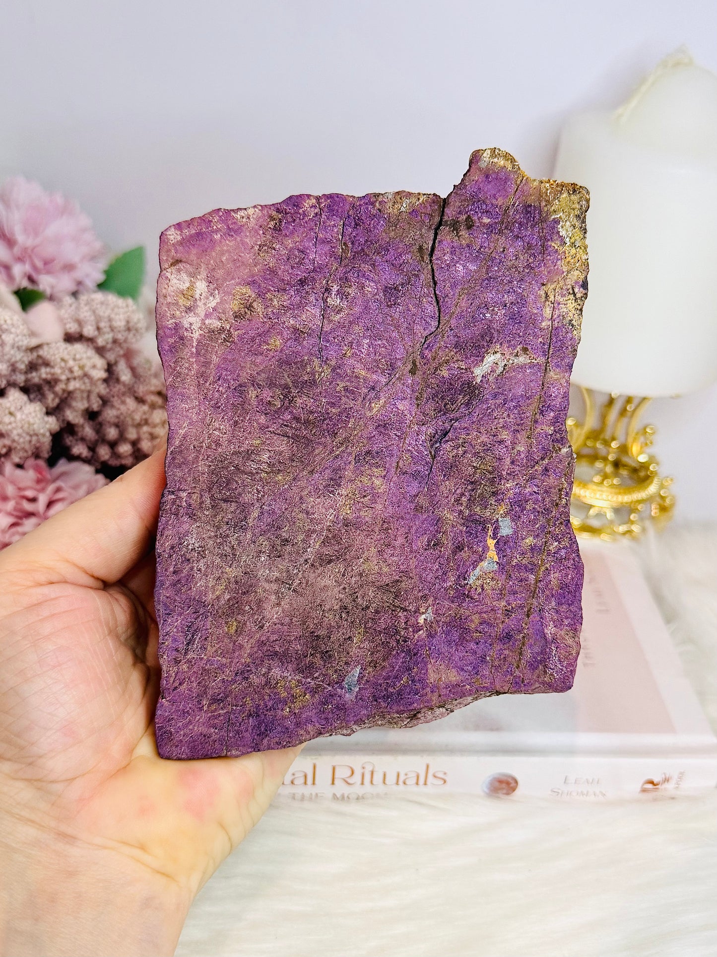 Large Natural Purpurite Slab on Stand 561g