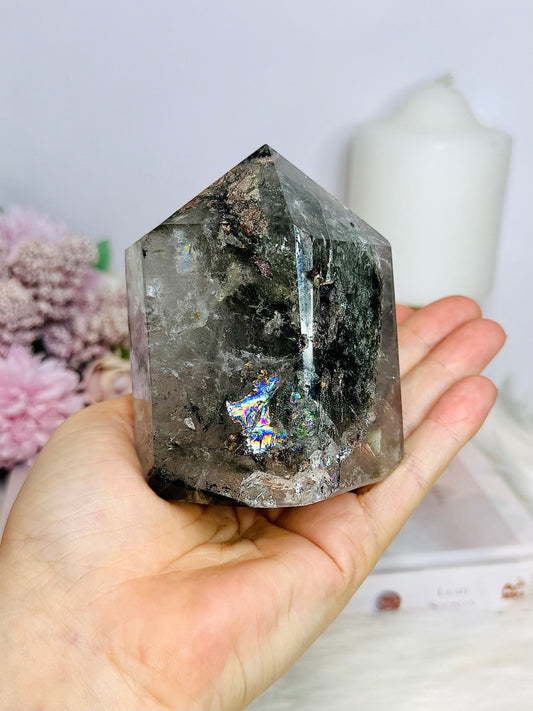 Garden Quartz | Lodolite Chunky Tower with Rainbows 563g