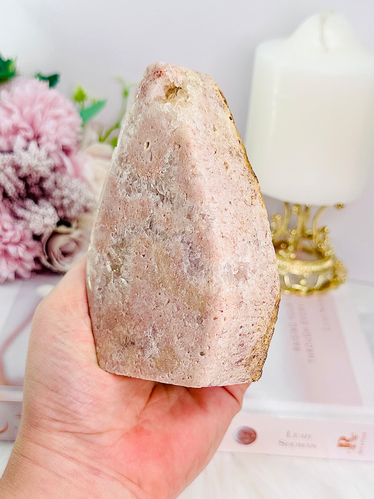 Simply Stunning Large 439gram Druzy Pink Amethyst Carved Flame | Freeform From Brazil