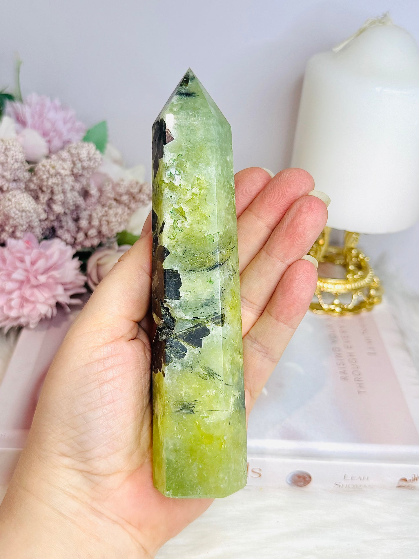 Natural Prehnite Tower 16cm