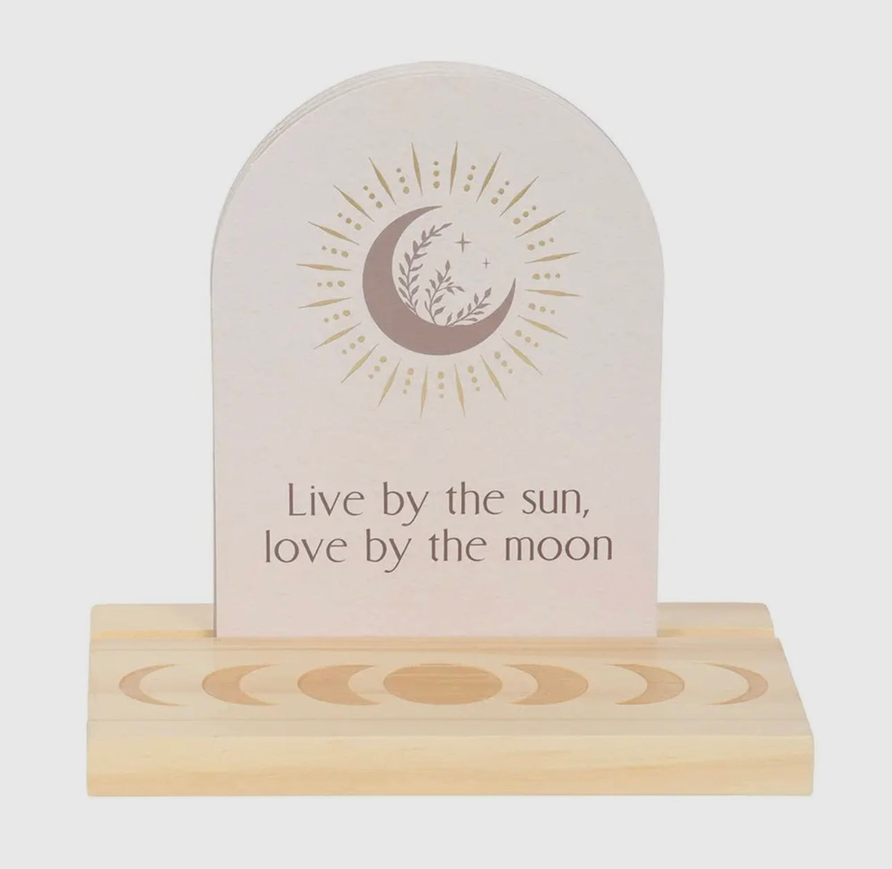 Luna Moth Affirmation Cards Set on Wooden Stand