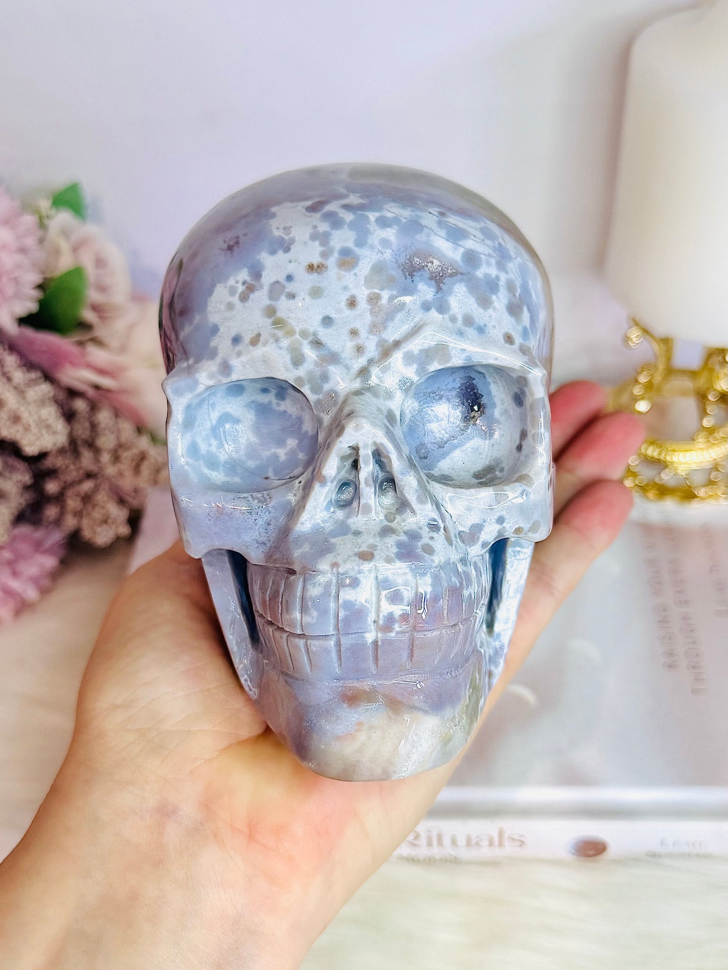 Huge High Grade Ocean Jasper Carved Skull 1.6KG