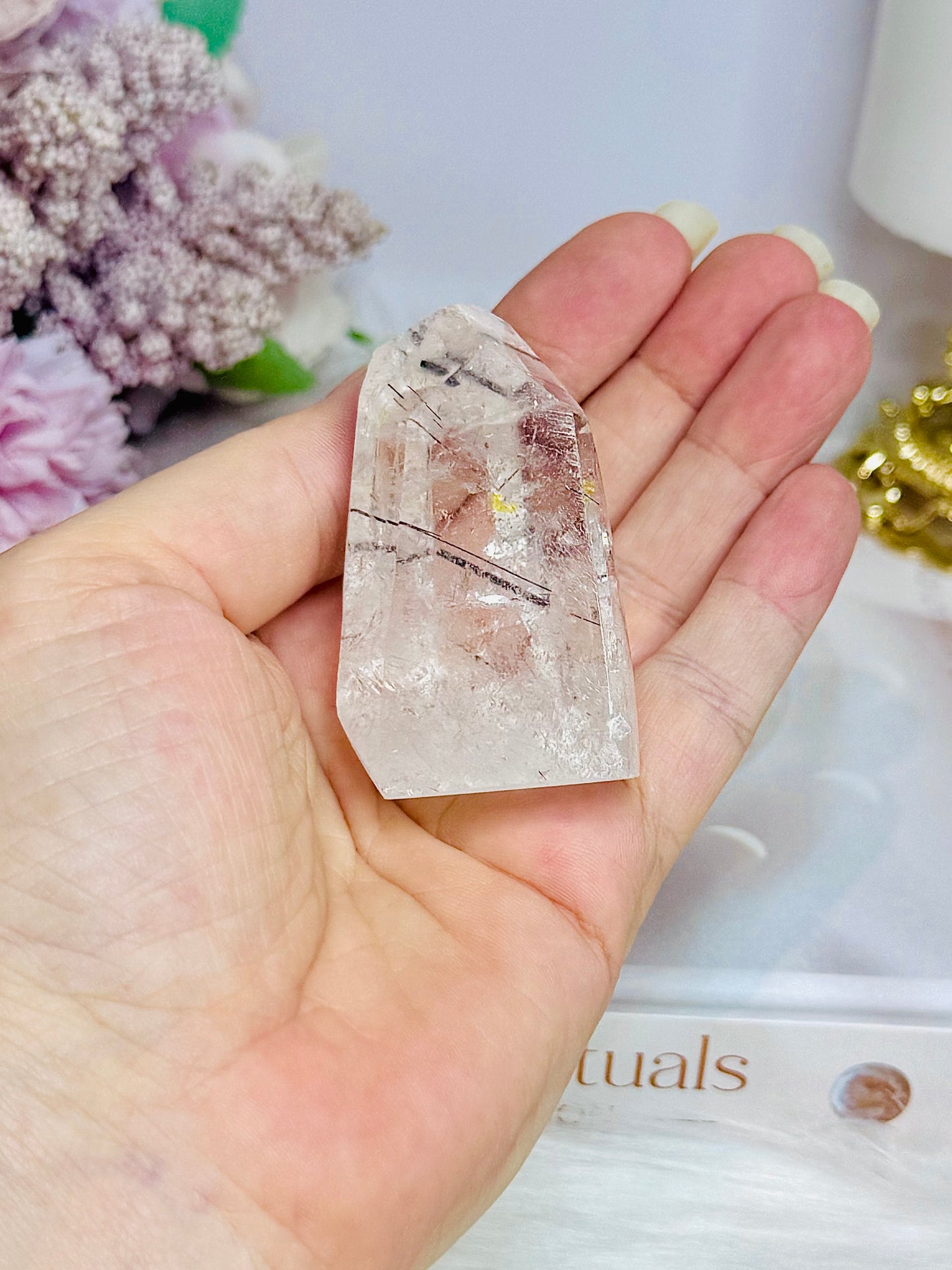 Black Tourmaline In Quartz Polished Freeform 6cm