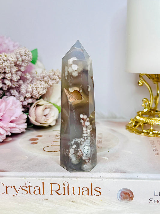 Flower Agate Druzy Tower 10cm