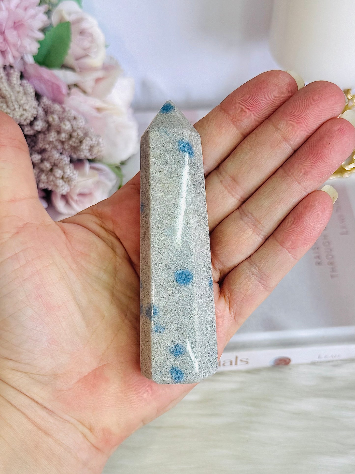 Beautiful K2 (Azurite & Granite) 10cm Tower