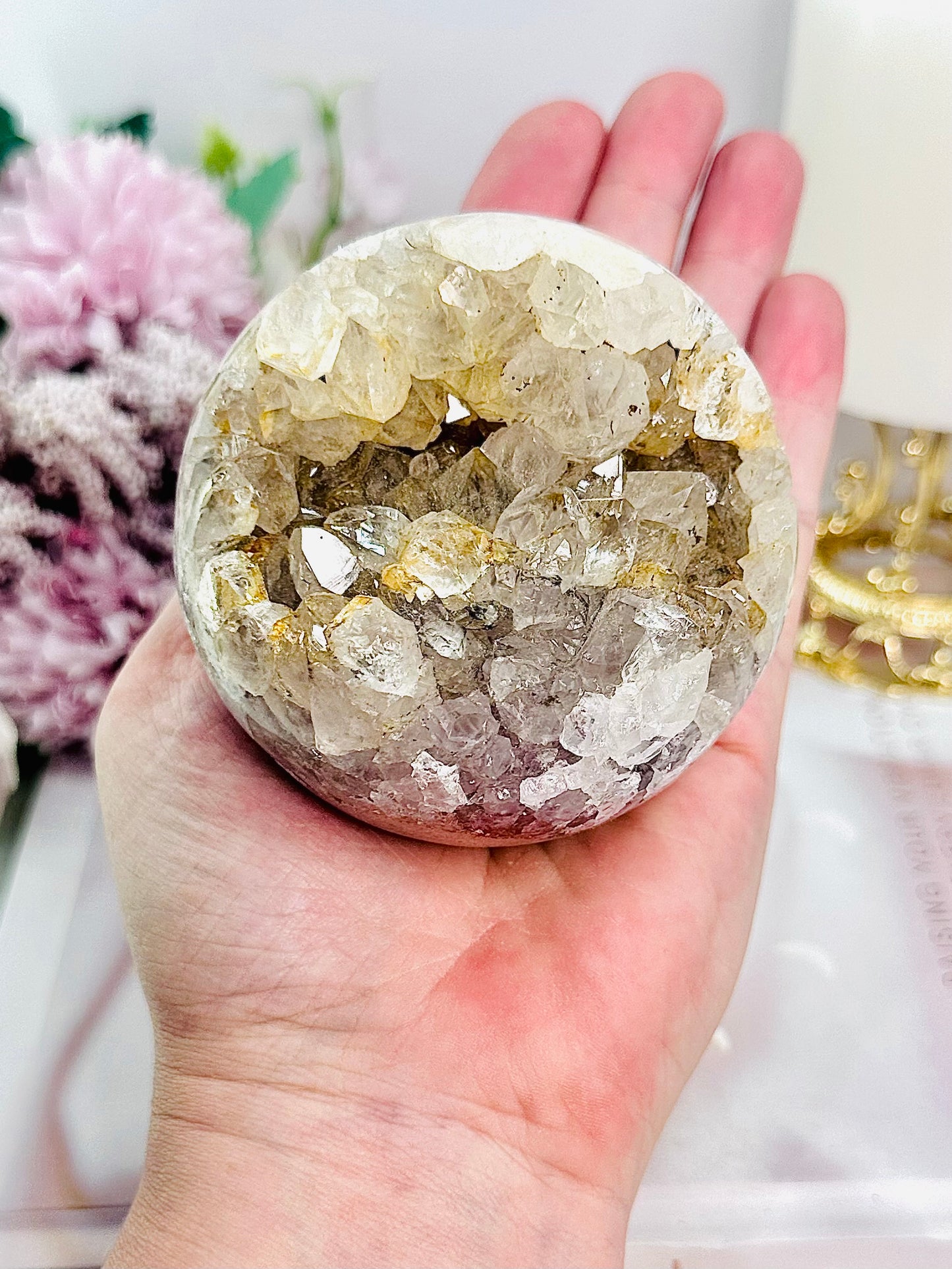 Classy & Absolutely Fabulous Large 489gram Druzy Pink Amethyst Stunning Sphere On Stand From Brazil