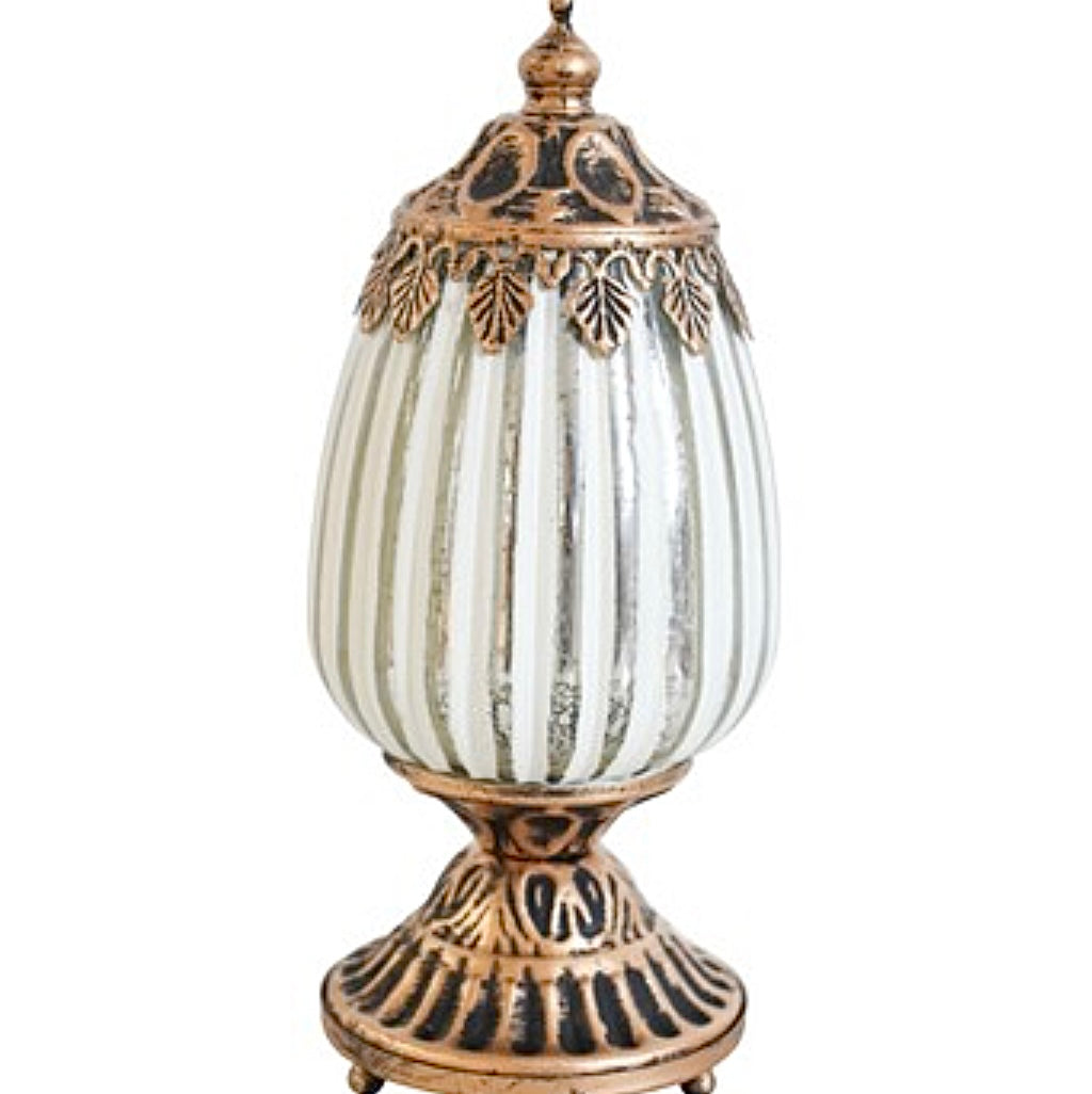 Glass Lantern Led Standing White 19cm