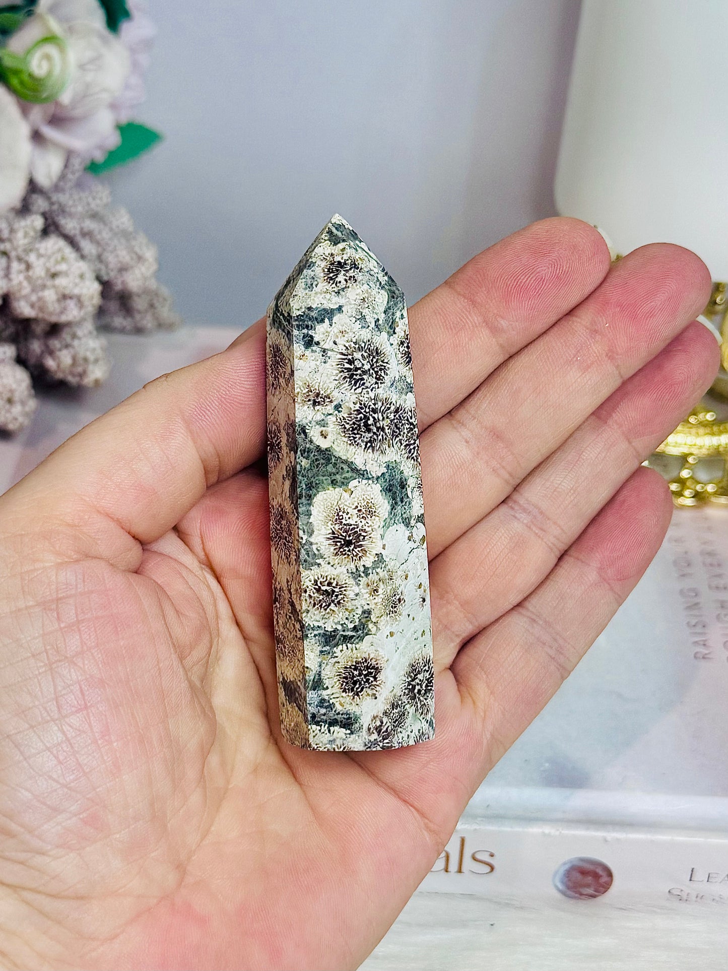 Green Sakura Jasper Tower 8.5cm