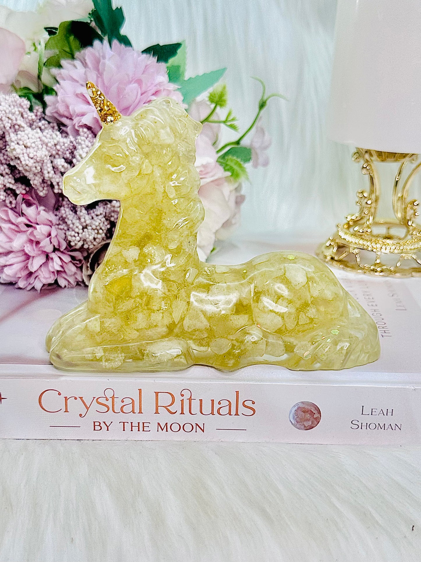 Magical Large Citrine (heat treated) Filled Resin Unicorn