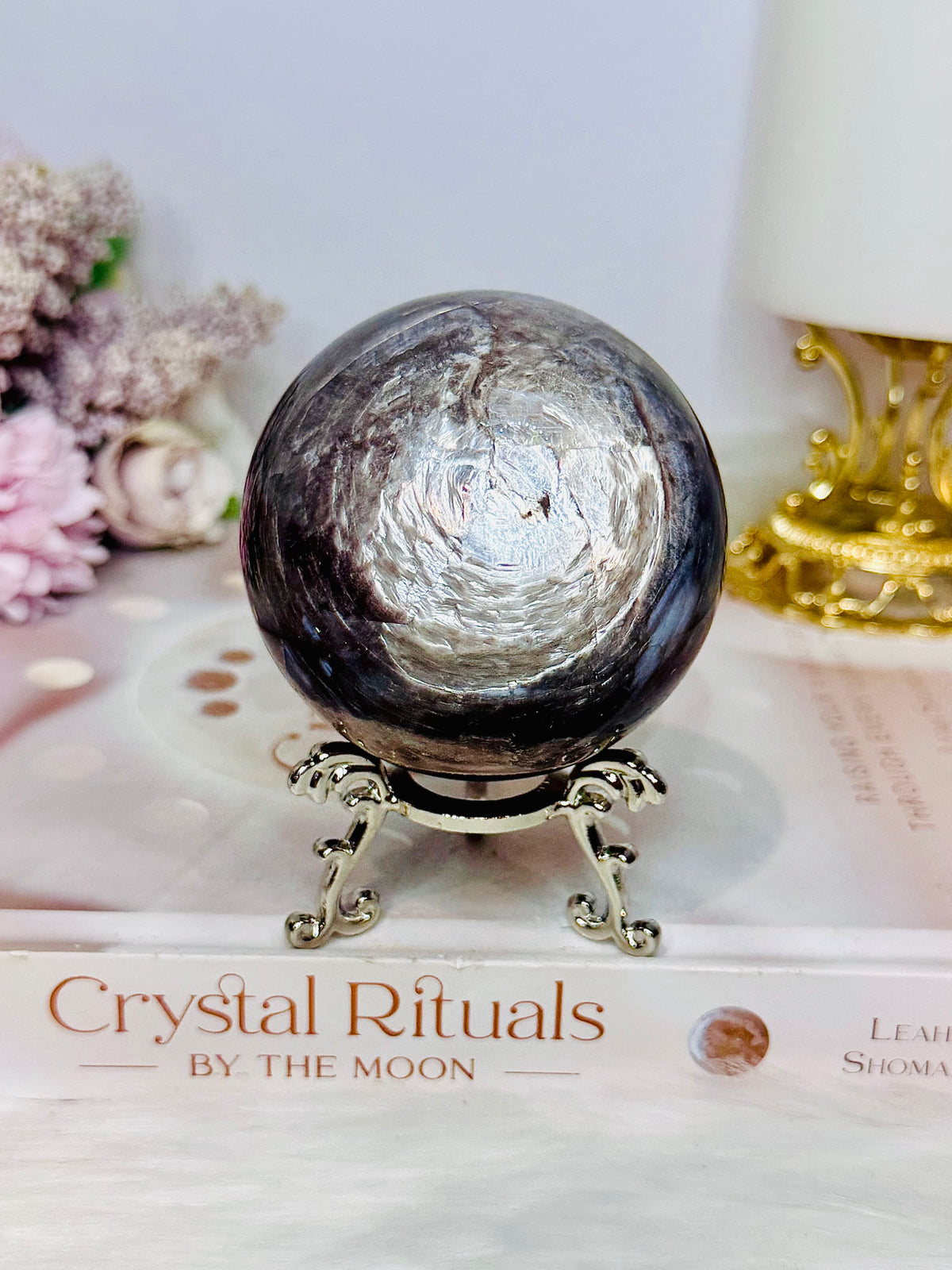 Large Purple Mica Flashy Sphere On Stand 393g