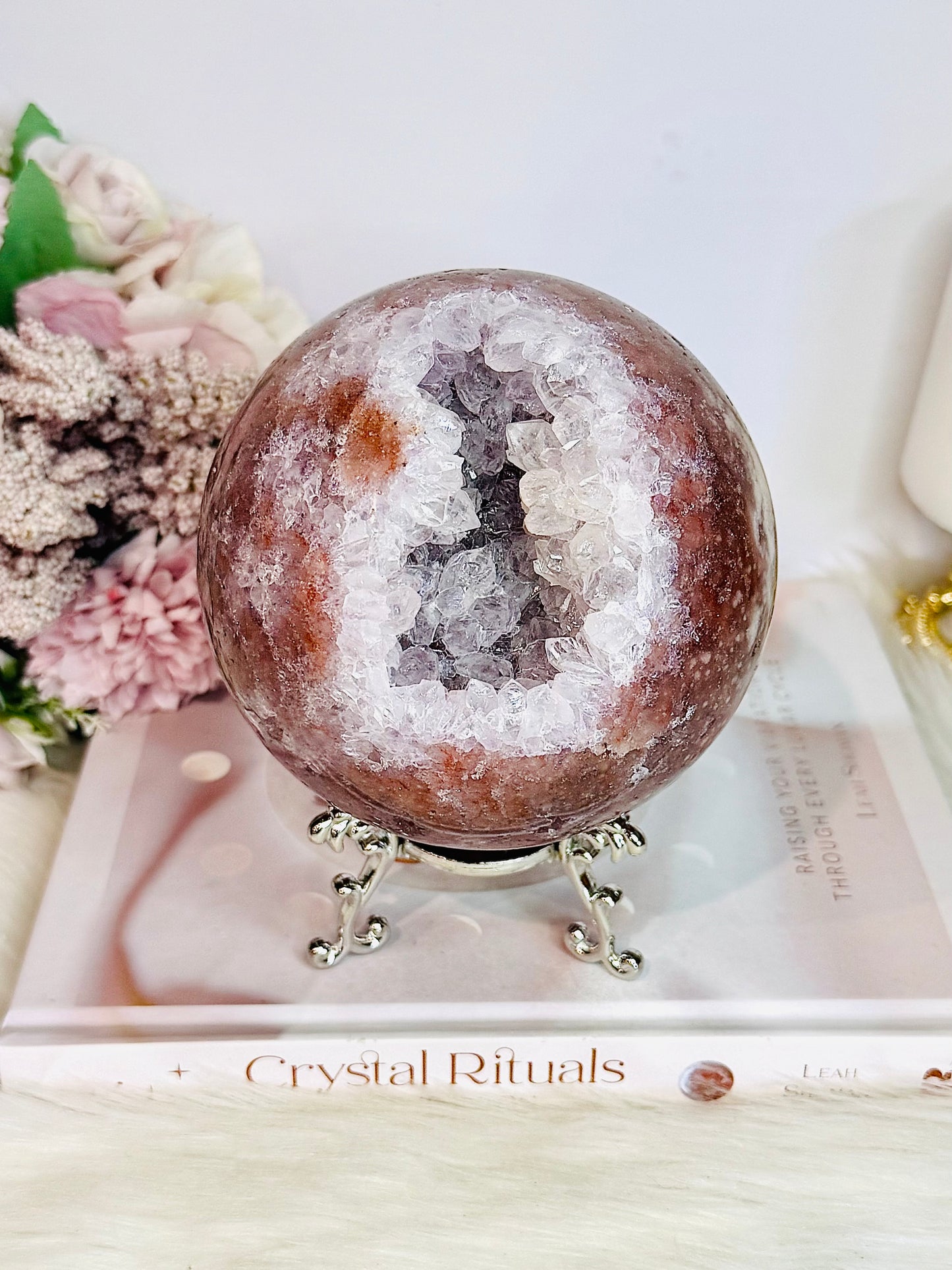 STATEMENT PIECE ~ The Most Spectacular High Grade Classy & Fabulous Huge Druzy Pink Amethyst Sphere From Brazil On Stand