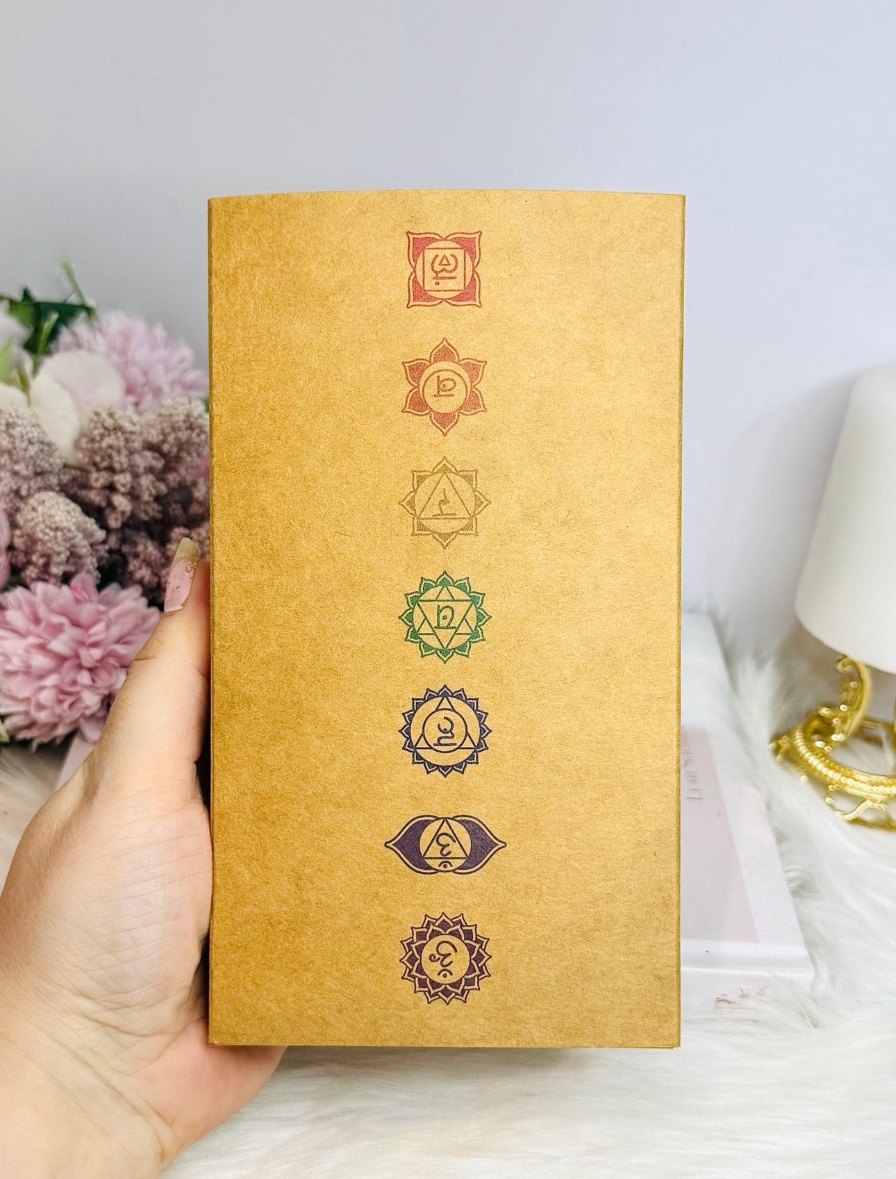 Set Of 7 Glass Chakra Crystal Chip Bottles 18cm