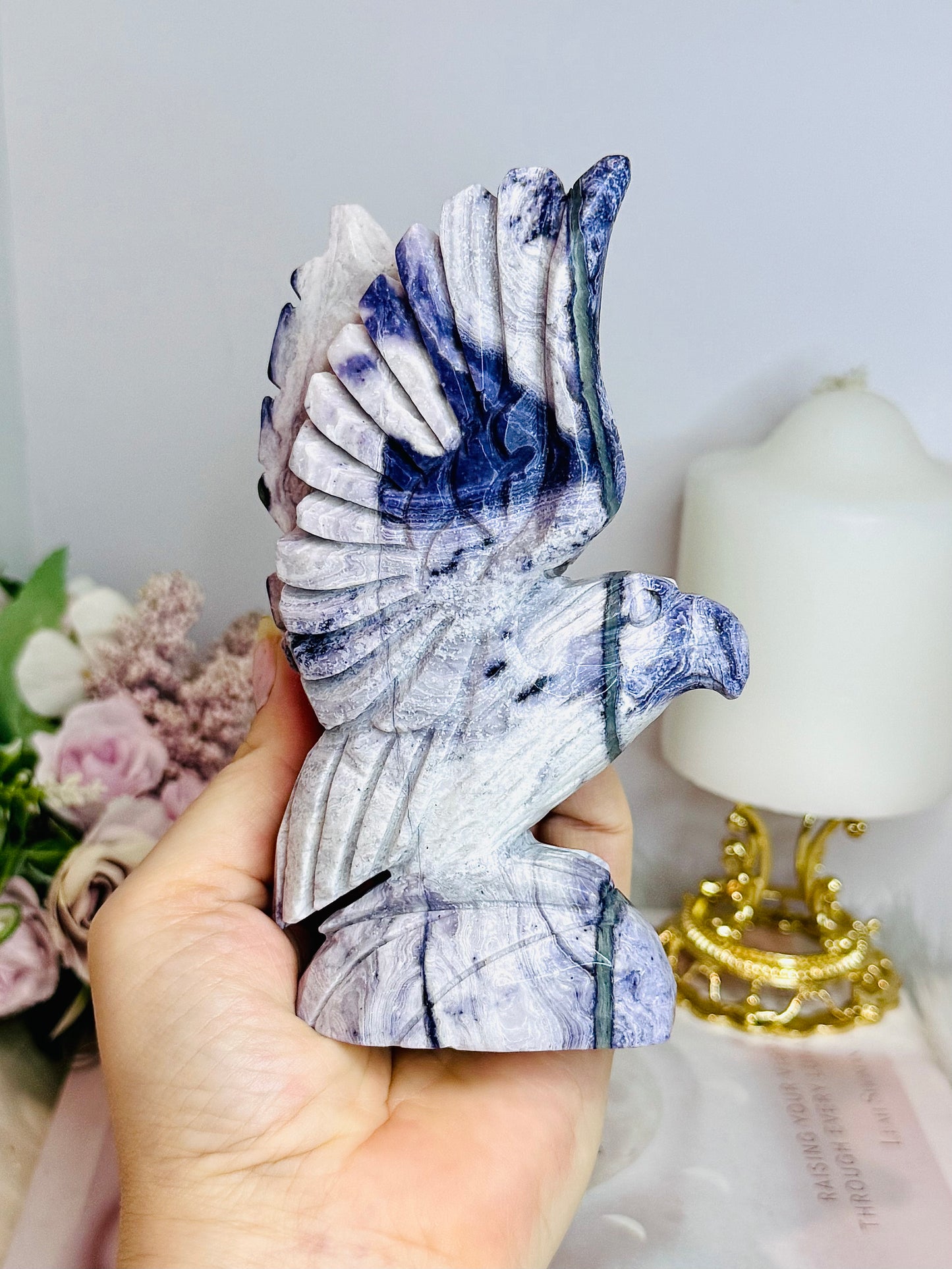 Large Tiffany Stone (Opalised Fluorite) Carved Eagle | Bird 14cm 504g