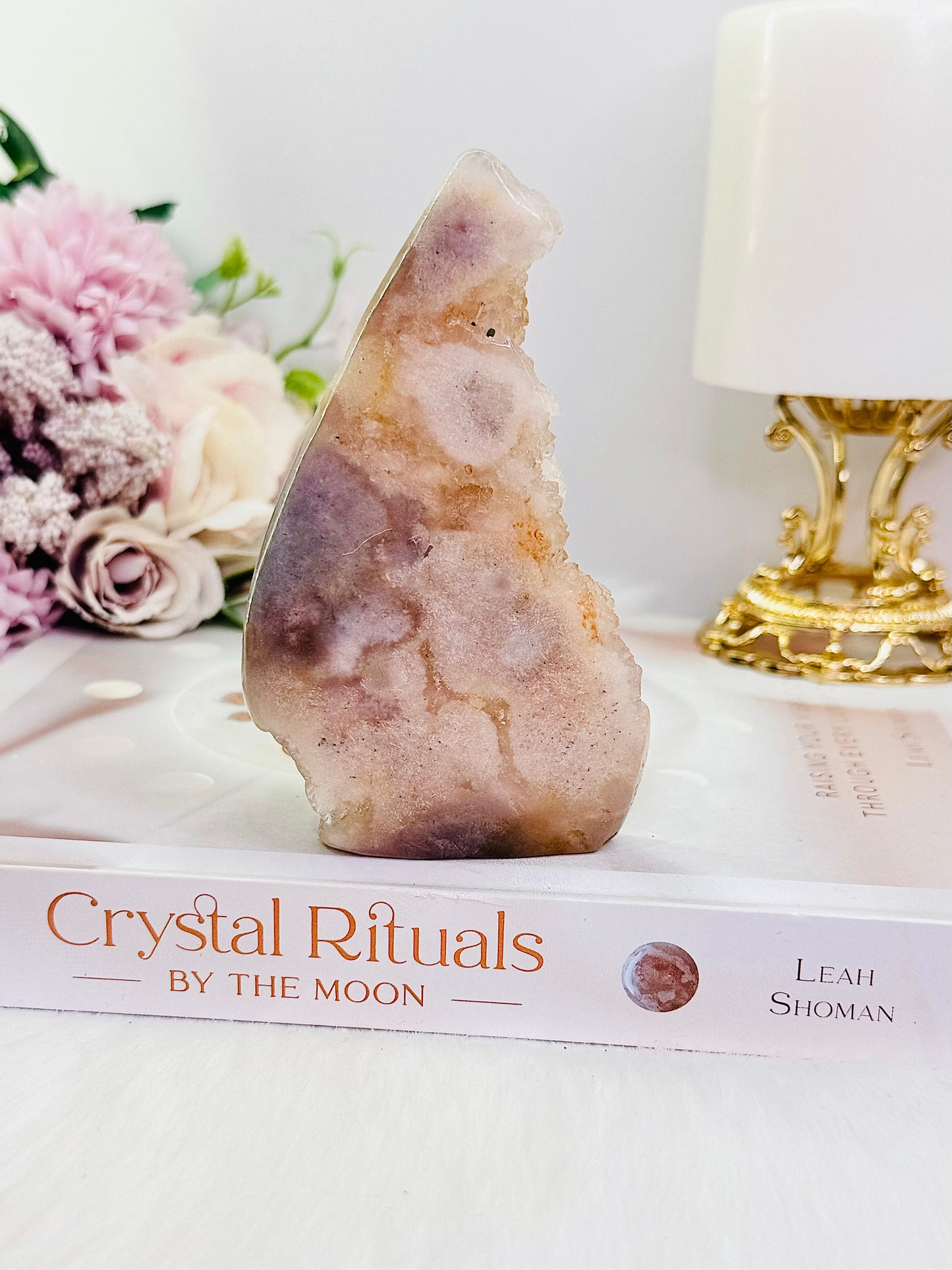Beautiful Druzy Flower Agate Carved Flame | Freeform From Madagascar