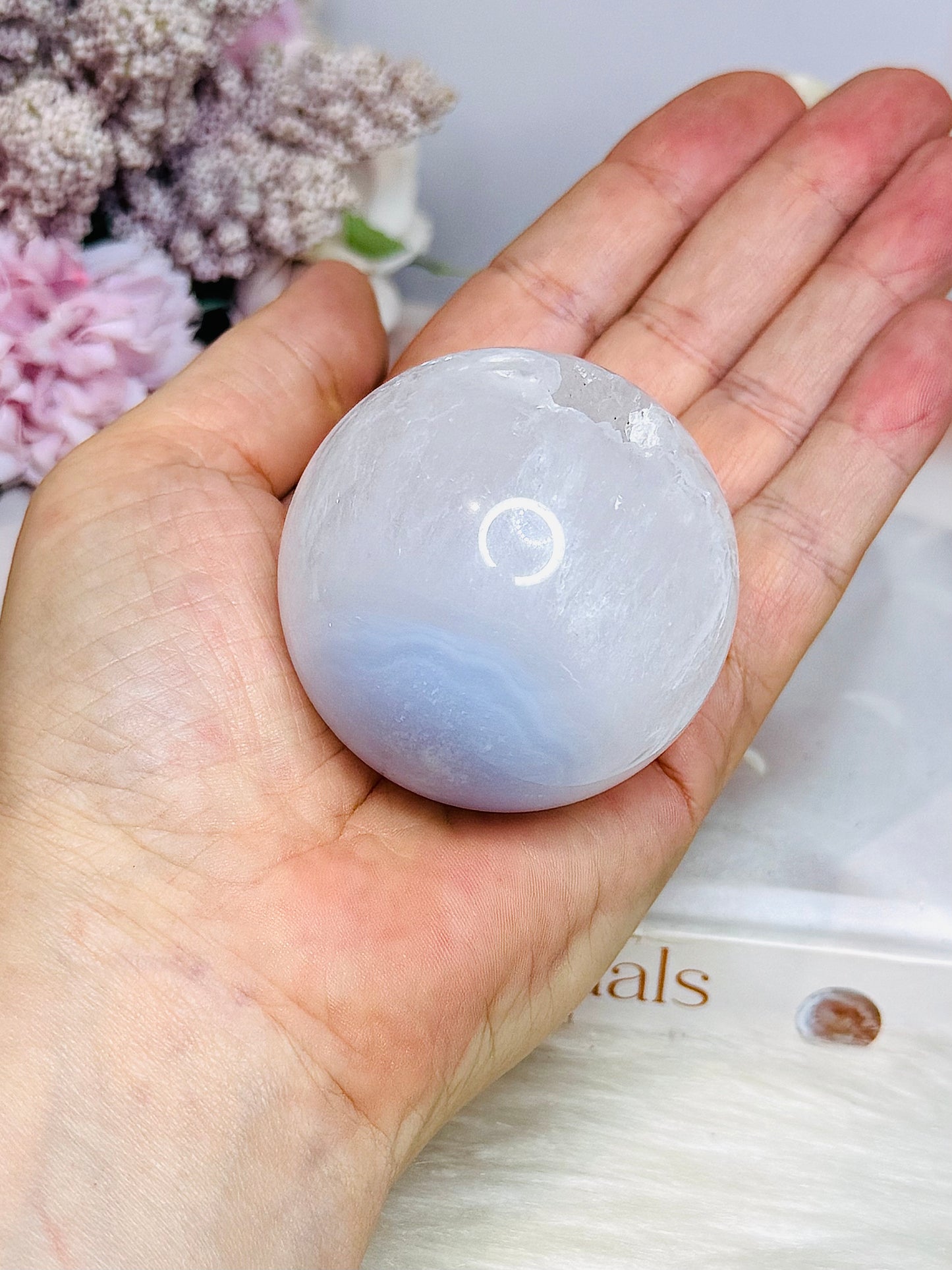 Large Blue Lace Agate Druzy Sphere On Stand 209g