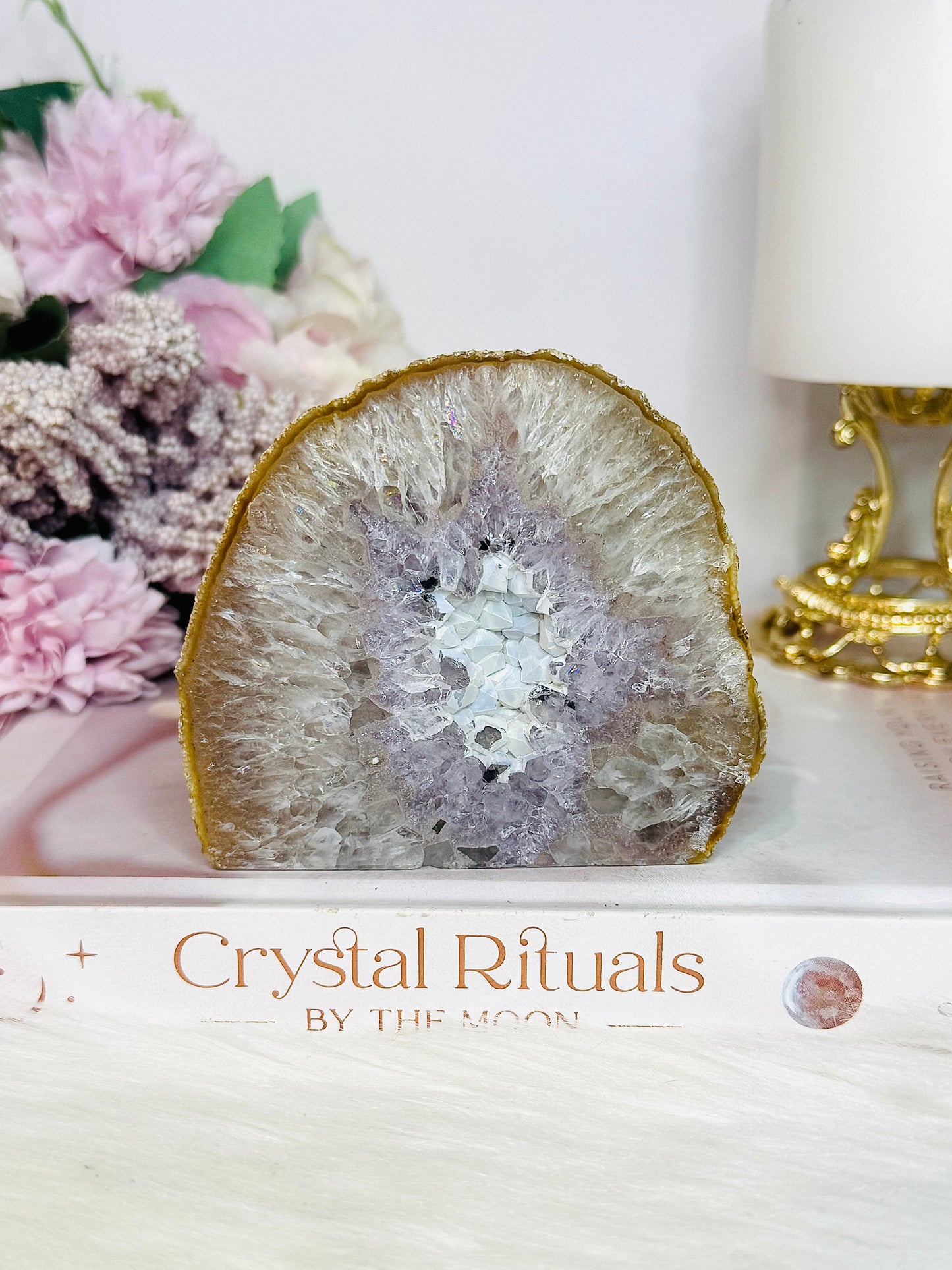 Natural Amethyst Agate Druzy Agate Slab 330g