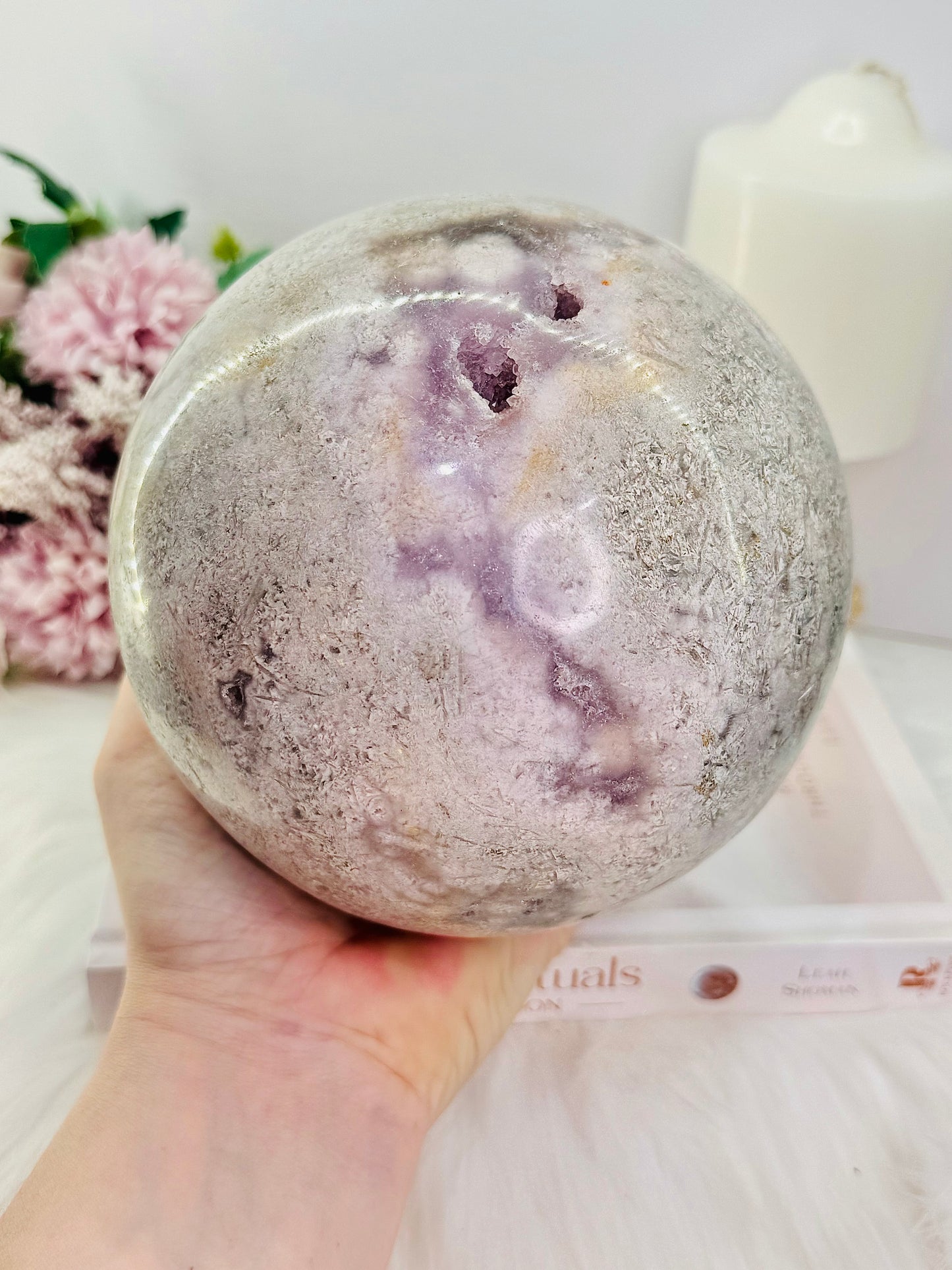 ⚜️ SALE ⚜️ The Queen!!!! Huge 14cm 3.73KG Druzy Pink Amethyst Sphere on Stand From Brazil