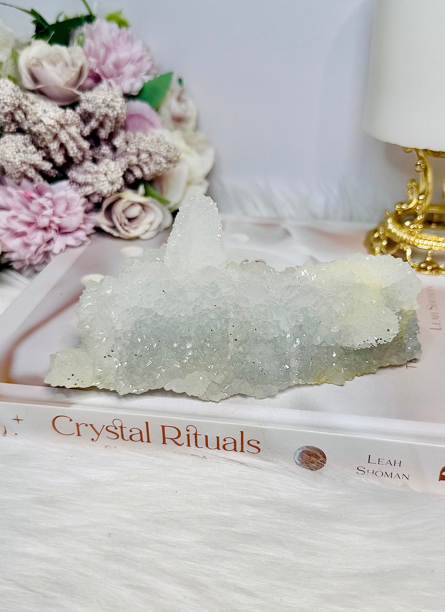 Rare White Apophyllite Crystal Stalactite Formation Specimen 14cm 420g