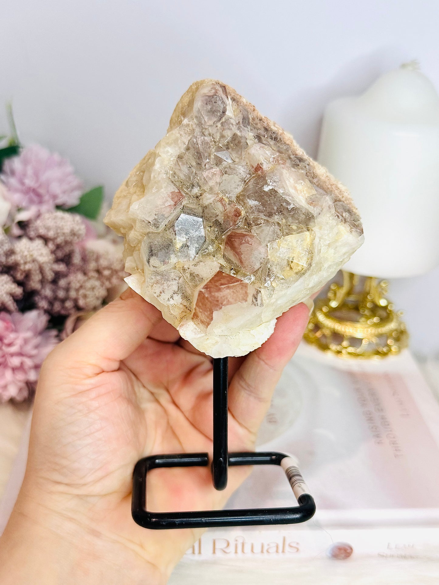 Large Natural Pink Lithium Cluster on Stand 15cm 482g