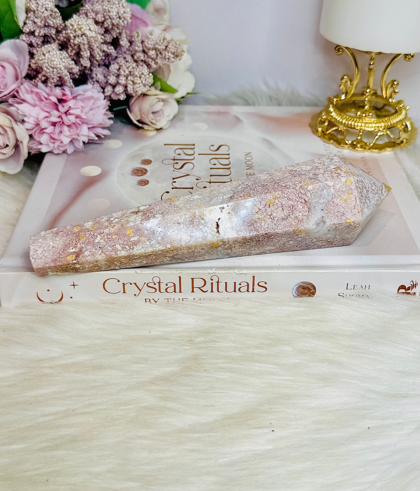 Pink Agate Large Druzy Wand 18cm