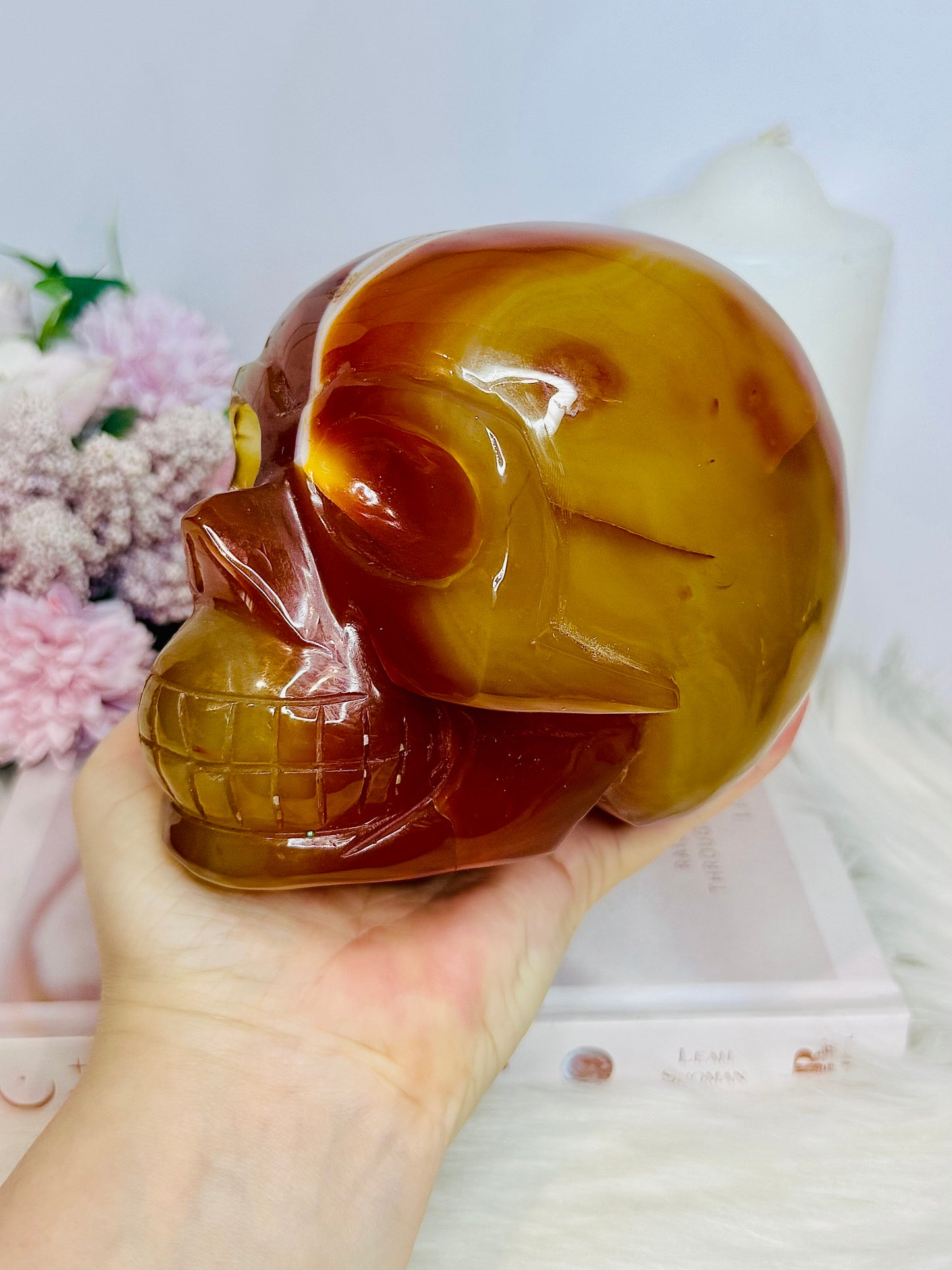 Huge Carnelian Carved Druzy Skull 2.15KG
