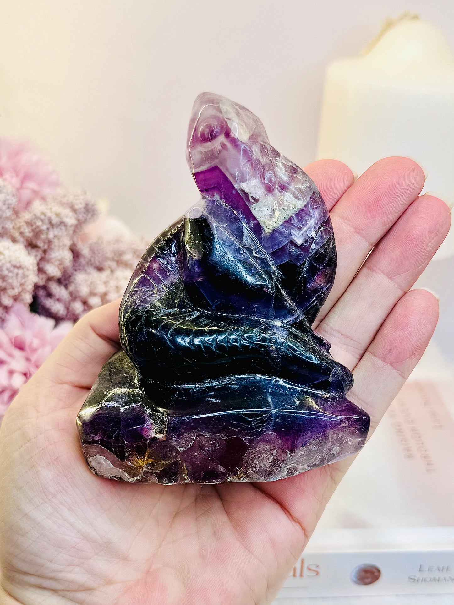 Clarity & Mental Enhancement ~ Beautiful Purple Fluorite Carved Snake 342grams