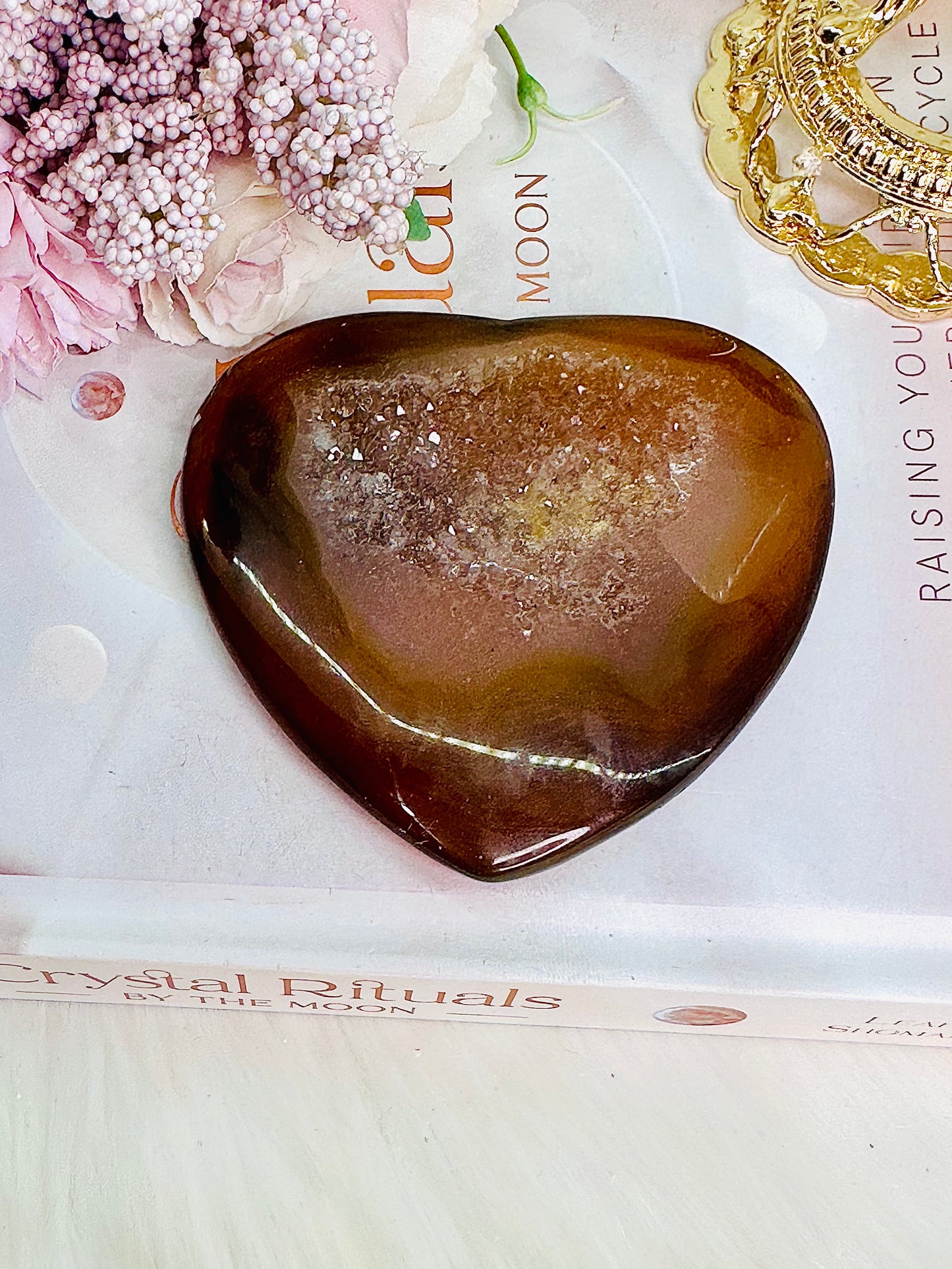 Beautiful Large Druzy Agate Heart on Stand
