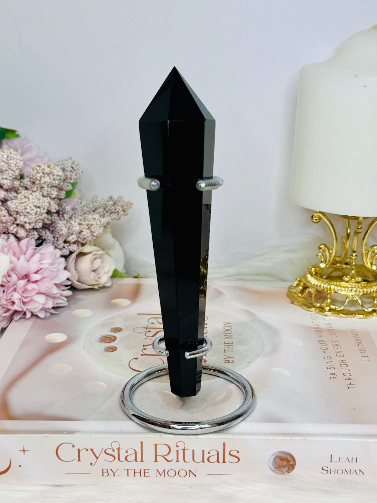 Black Obsidian Wand | Tower On Stand 14cm
