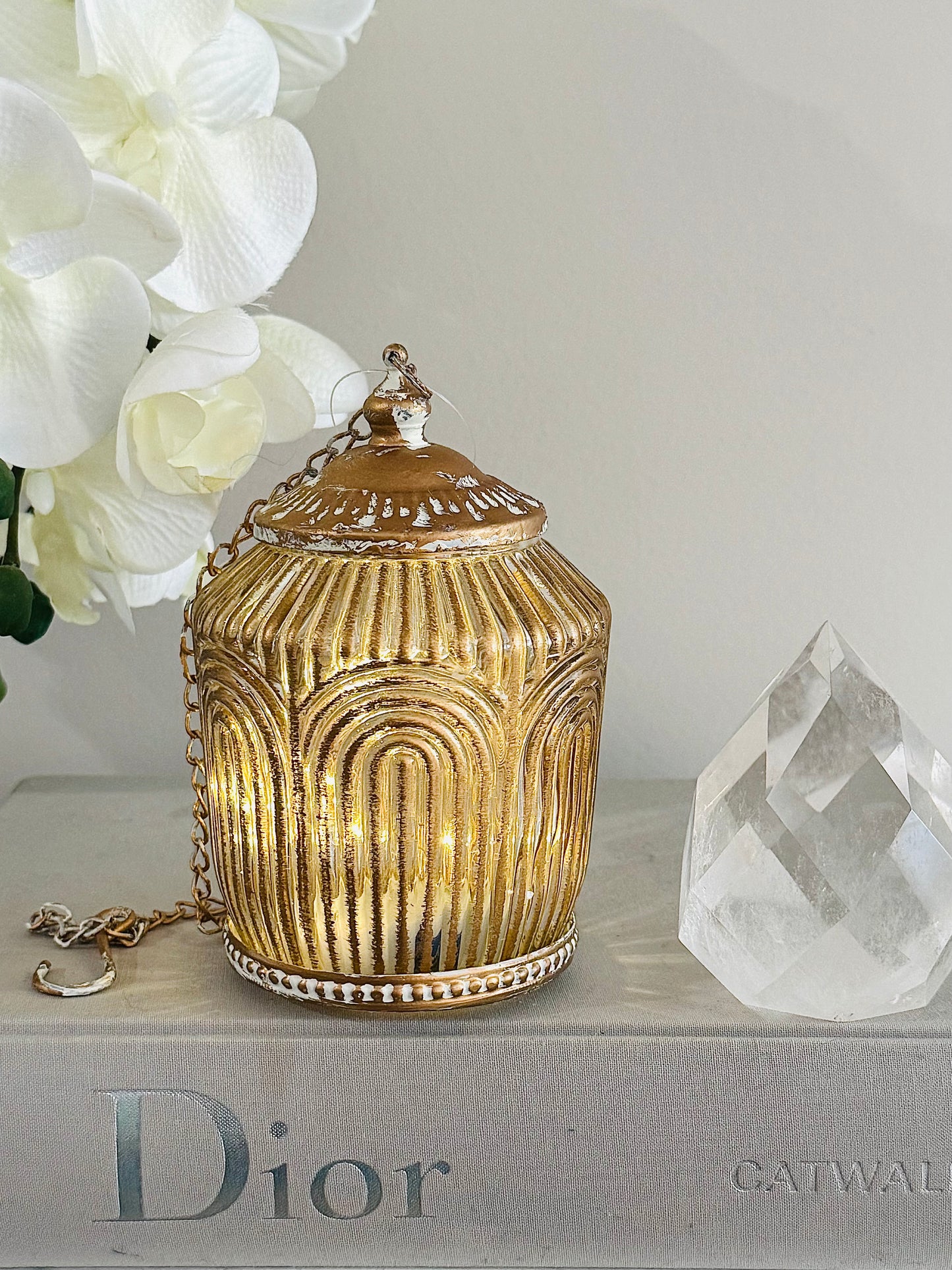 Glass Lantern Led Linear Gold/wash 15cm