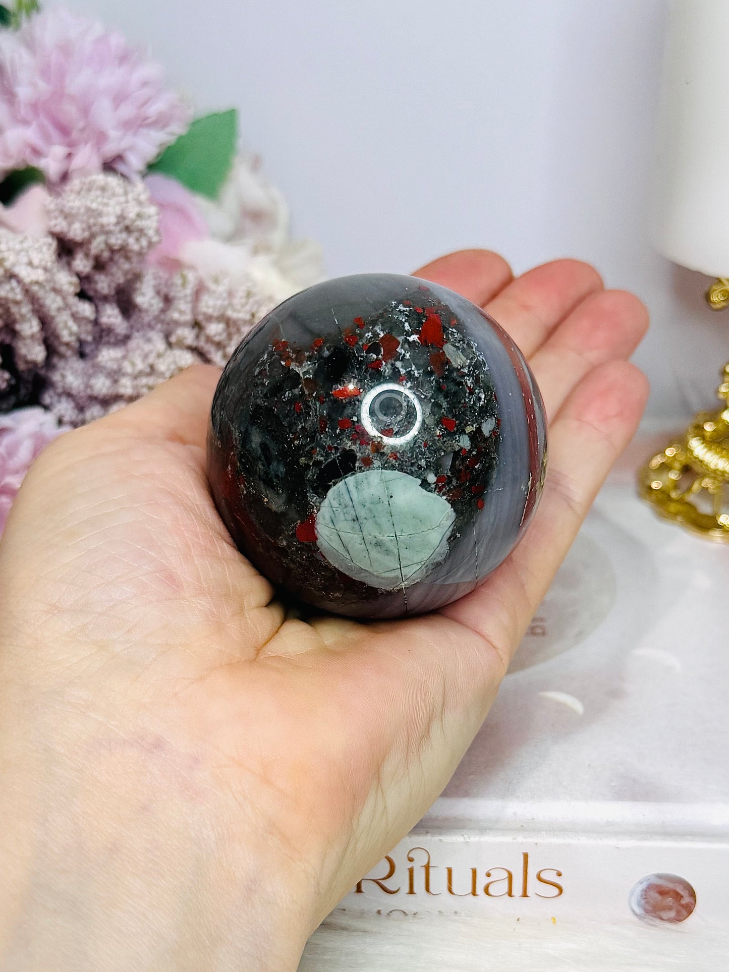 Bloodstone Sphere on Stand 255g