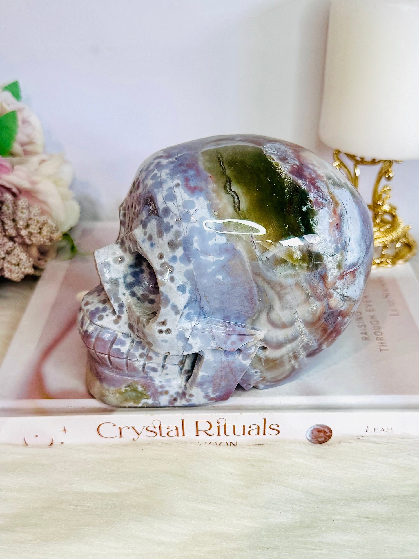 Huge High Grade Ocean Jasper Carved Skull 1.6KG