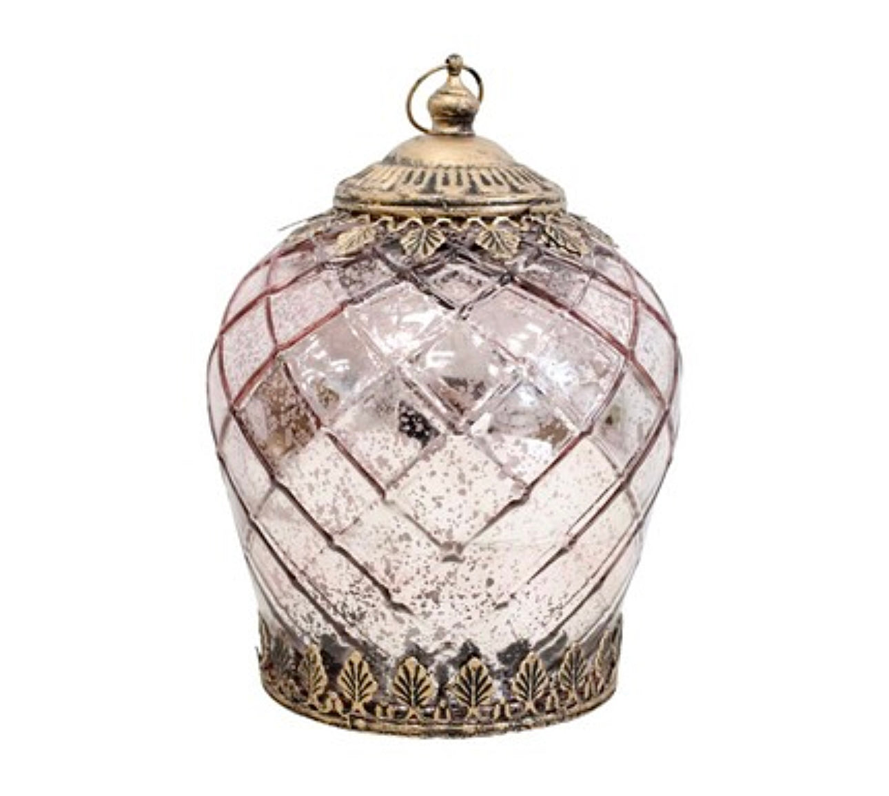 Glass Lantern Led Foil Punch 17.5cm