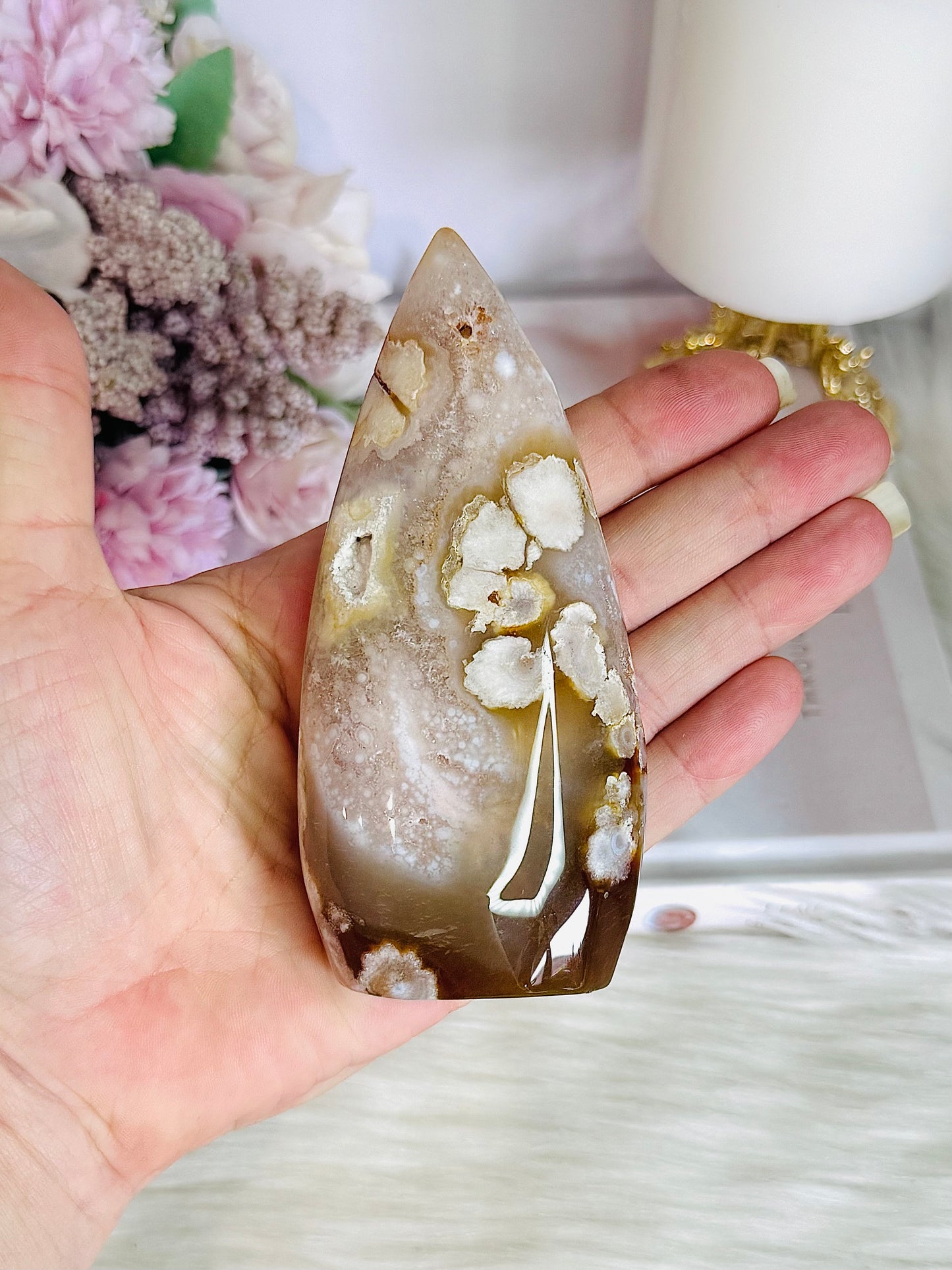 Druzy Flower Agate Freeform | Flame 11.5cm