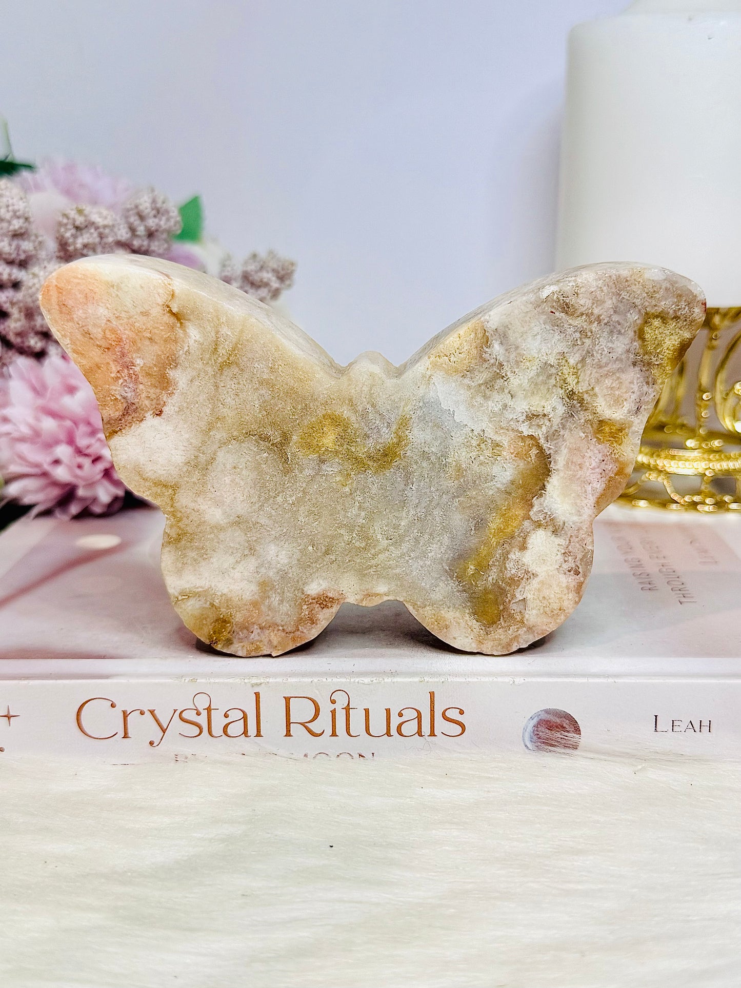 Pink Amethyst Carved Butterfly 13cm