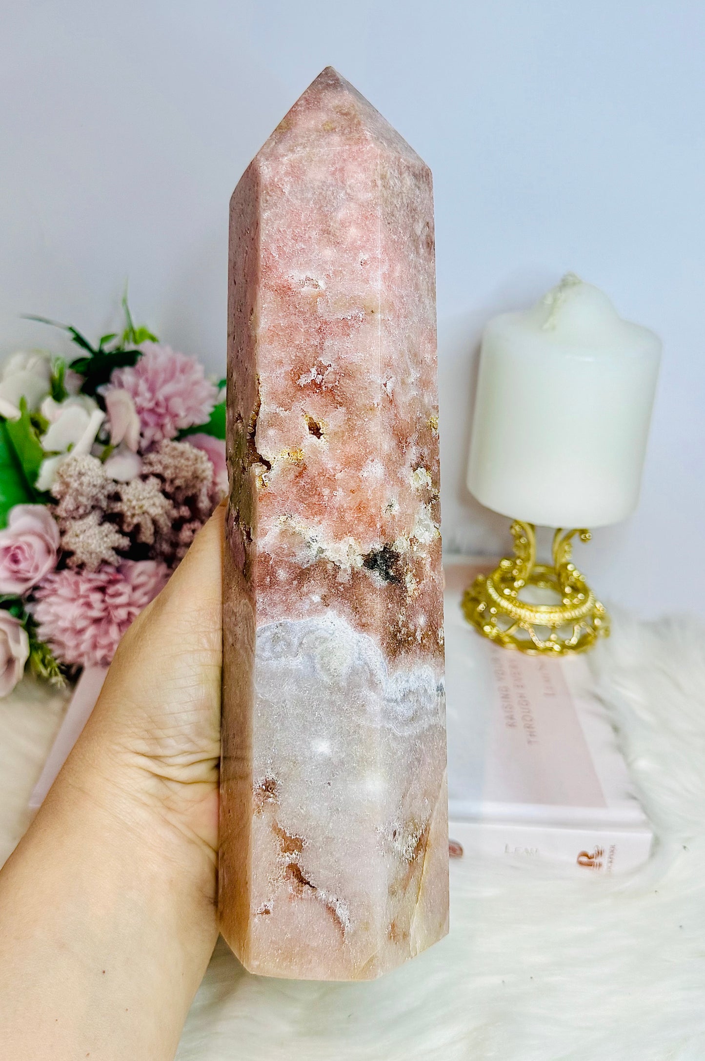 Huge Pink Amethyst Chunky Druzy Tower 25cm 1.45KG