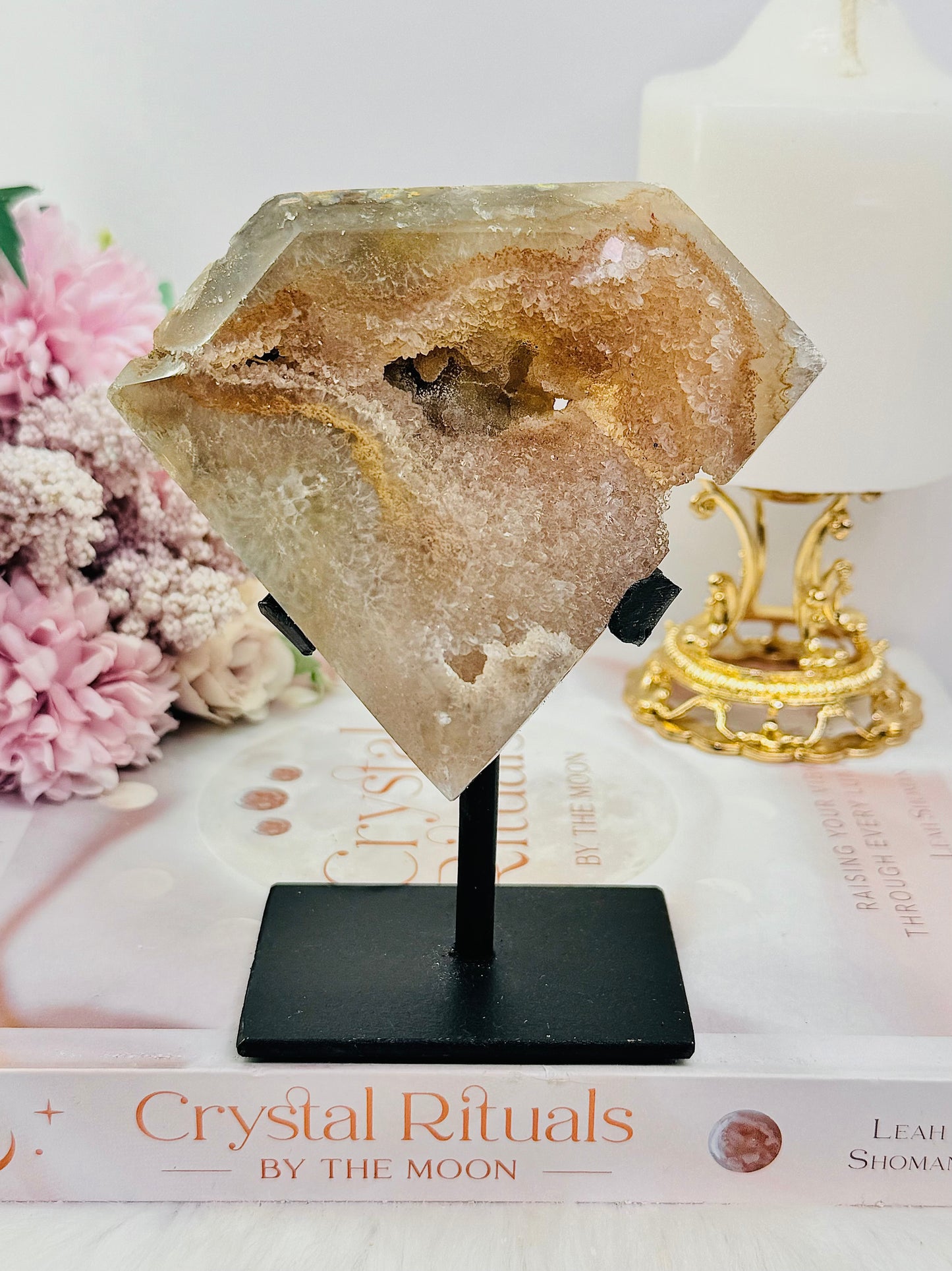 Gorgeous Large Druzy Agate Carving On Stand From Brazil 13cm