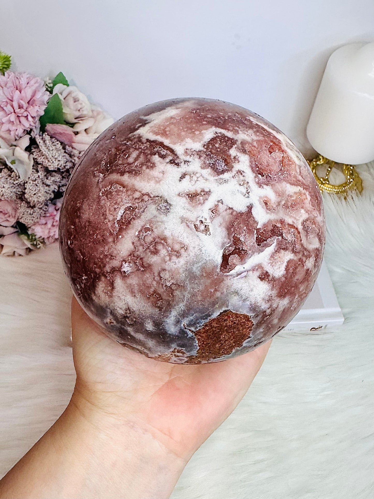 STATEMENT PIECE ~ The Most Spectacular High Grade Classy & Fabulous Huge Druzy Pink Amethyst Sphere From Brazil On Stand