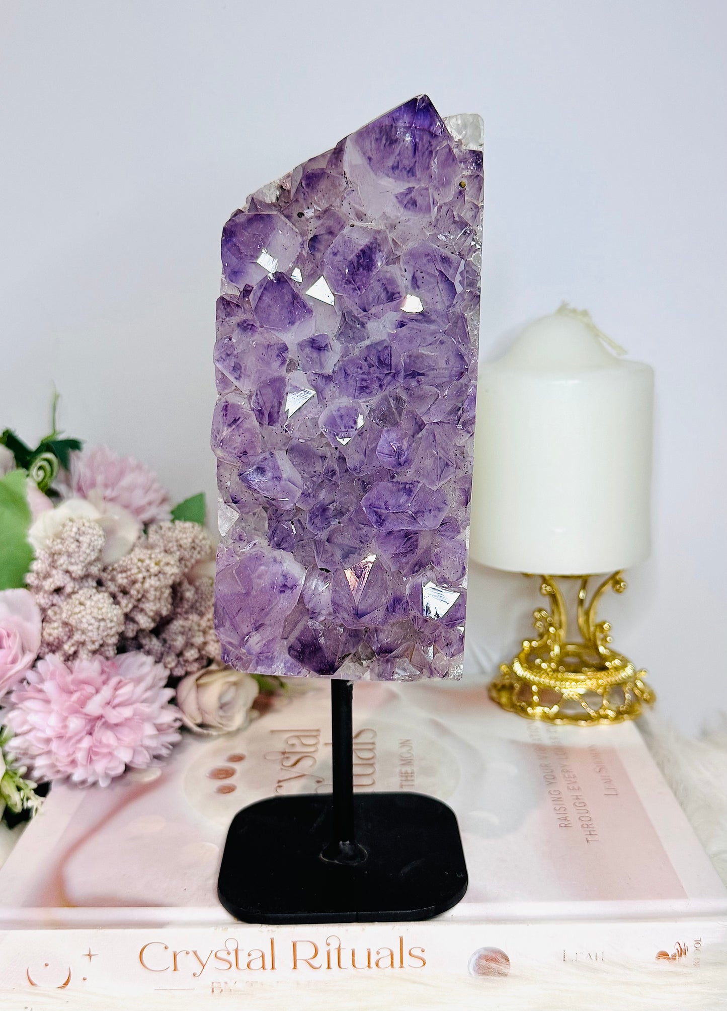 Large 1.4KG 22cm High Grade Chunky Amethyst Cluster On Stand