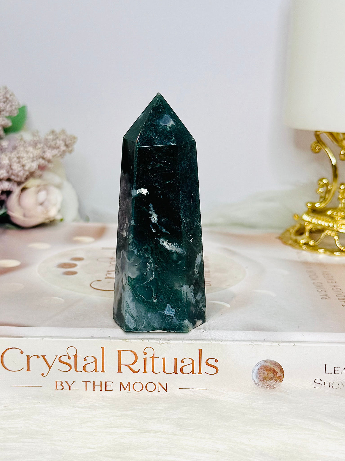 Moss Agate Druzy Tower 8.5cm