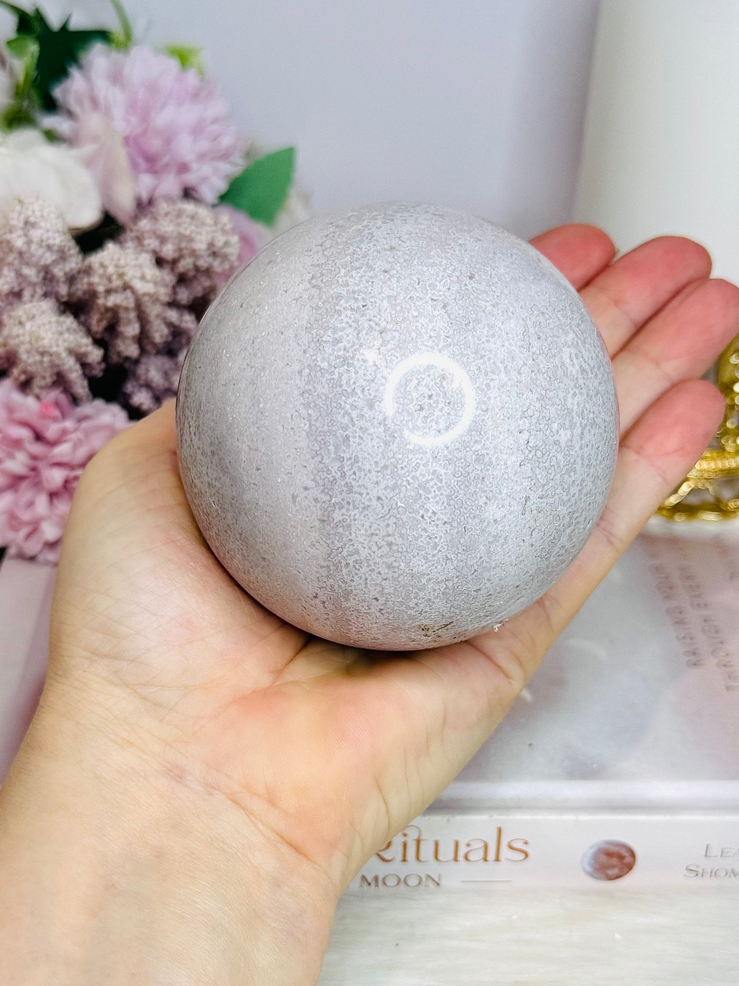Large Pink Amethyst Sphere on Stand 658g