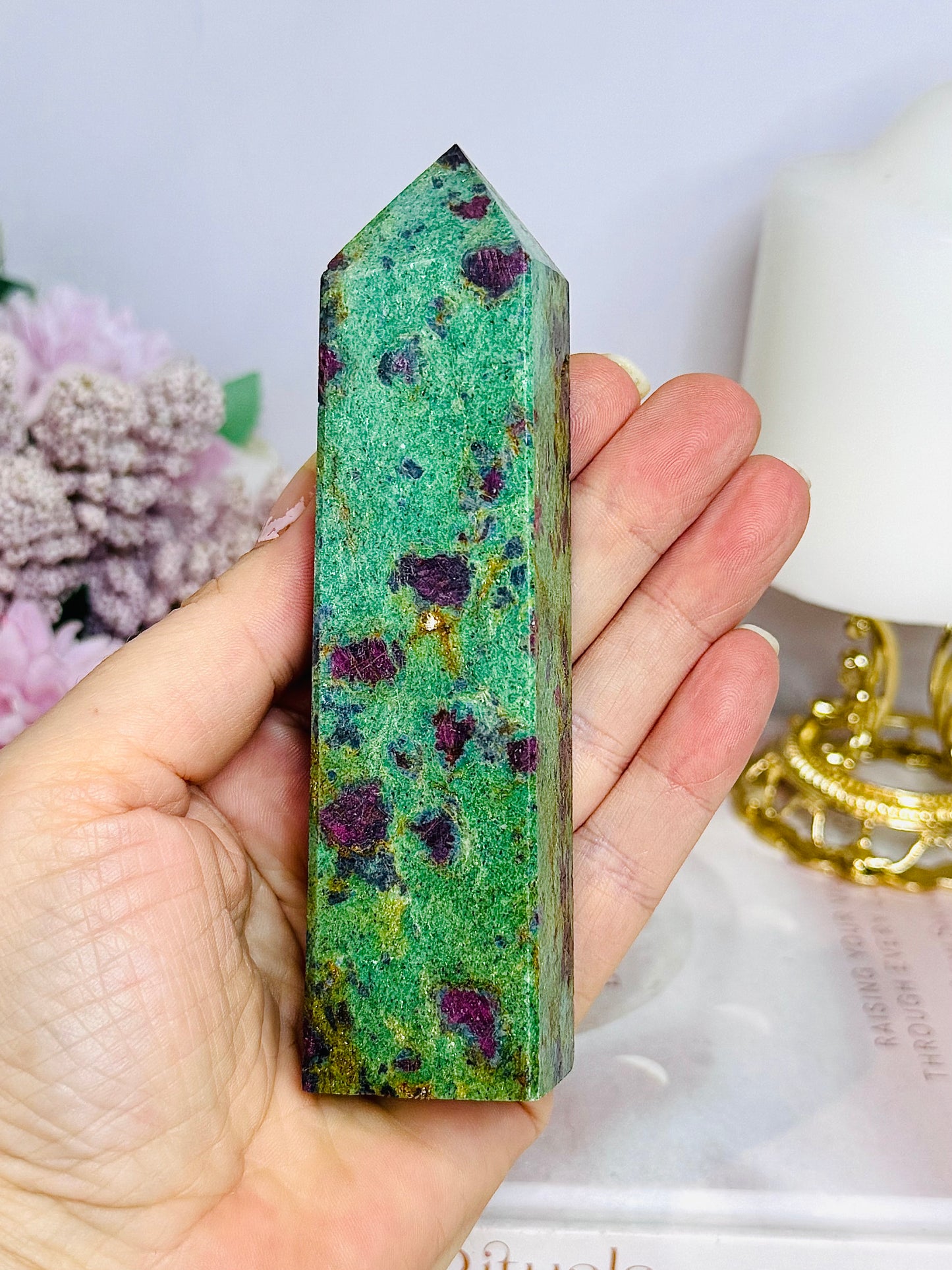 Ruby In Fuchsite Tower 12.5cm UV Reactive