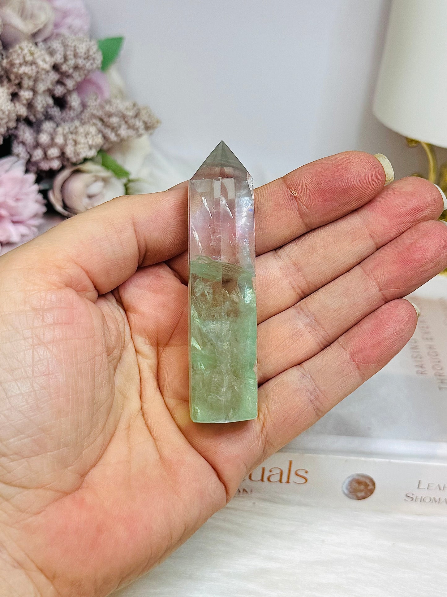 High Grade Watermelon Fluorite Tower Full of Rainbows 7.5cm