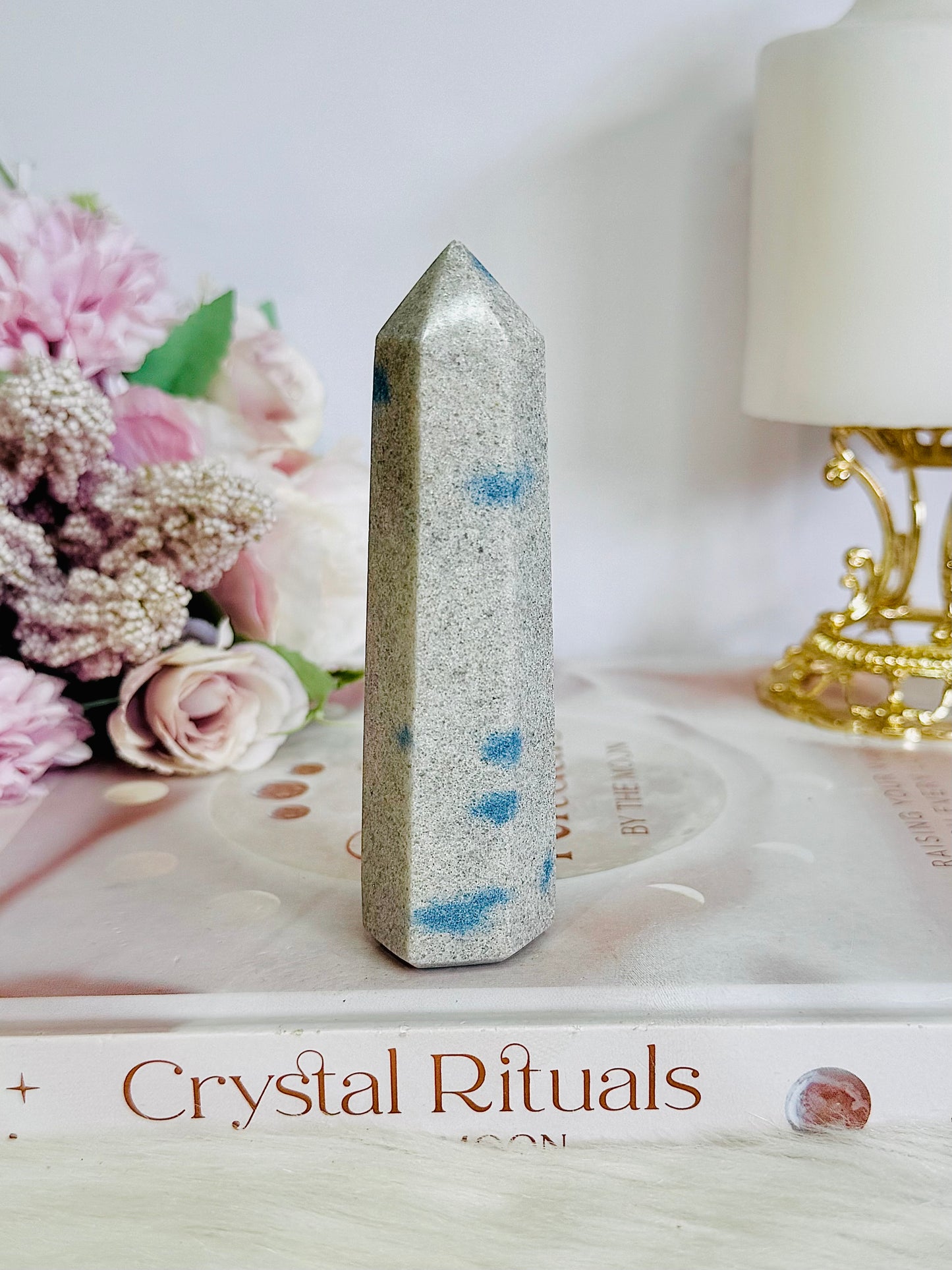 Beautiful K2 (Azurite & Granite) 10cm Tower
